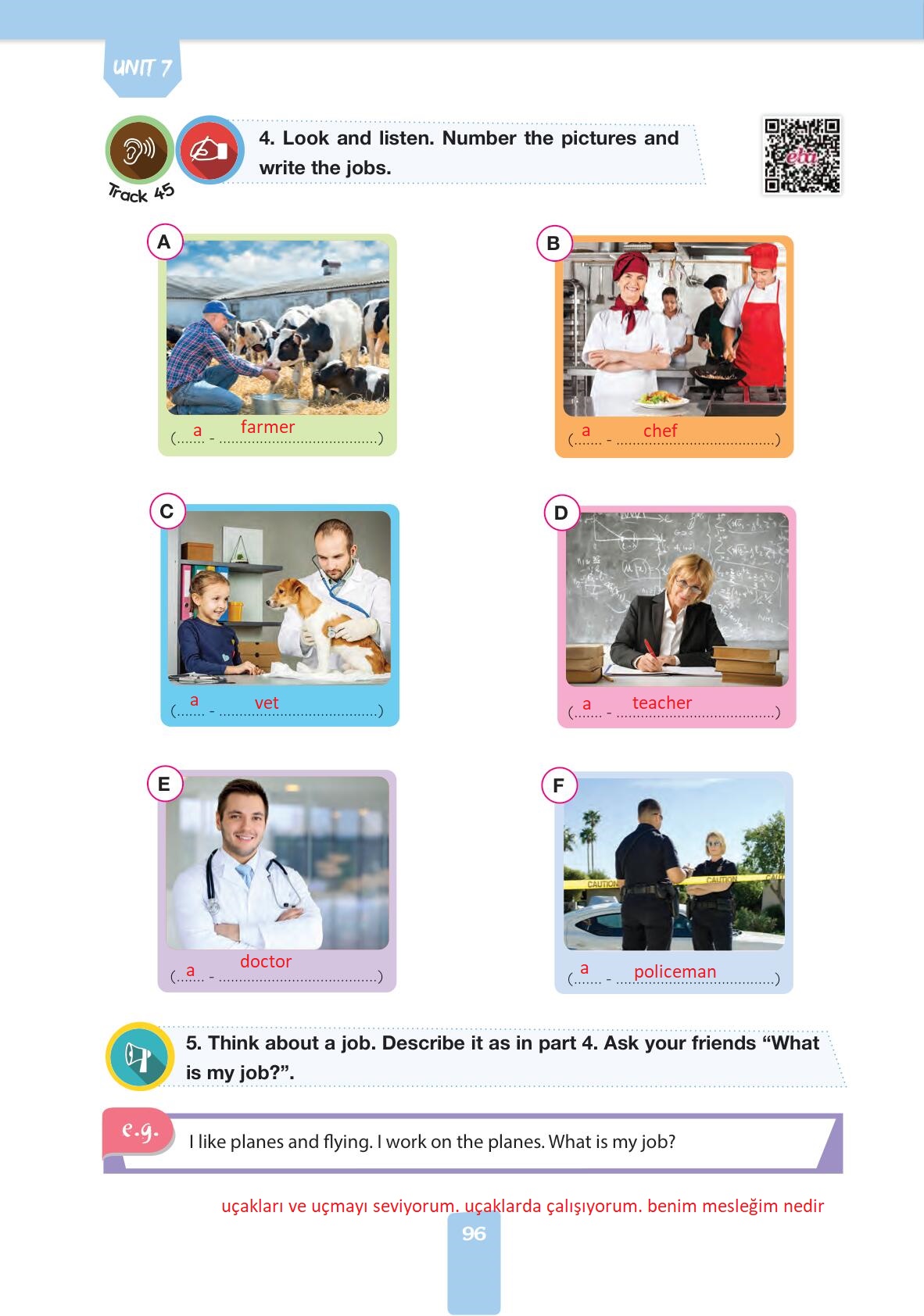 4. Sınıf Pasifik Yayınları İngilizce Ders Kitabı Sayfa 96 Cevapları