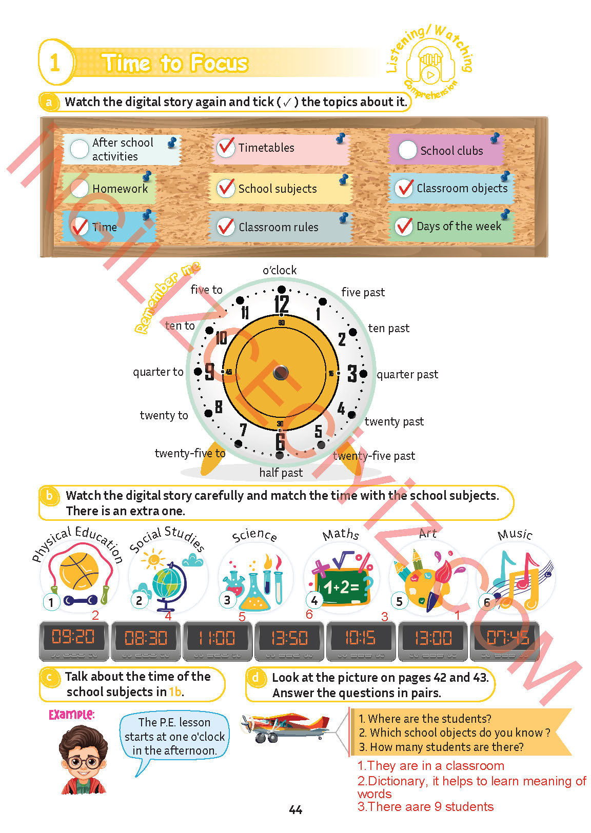 5. Sınıf Meb Yayınları İngilizce Ders Kitabı Sayfa 45 Cevapları