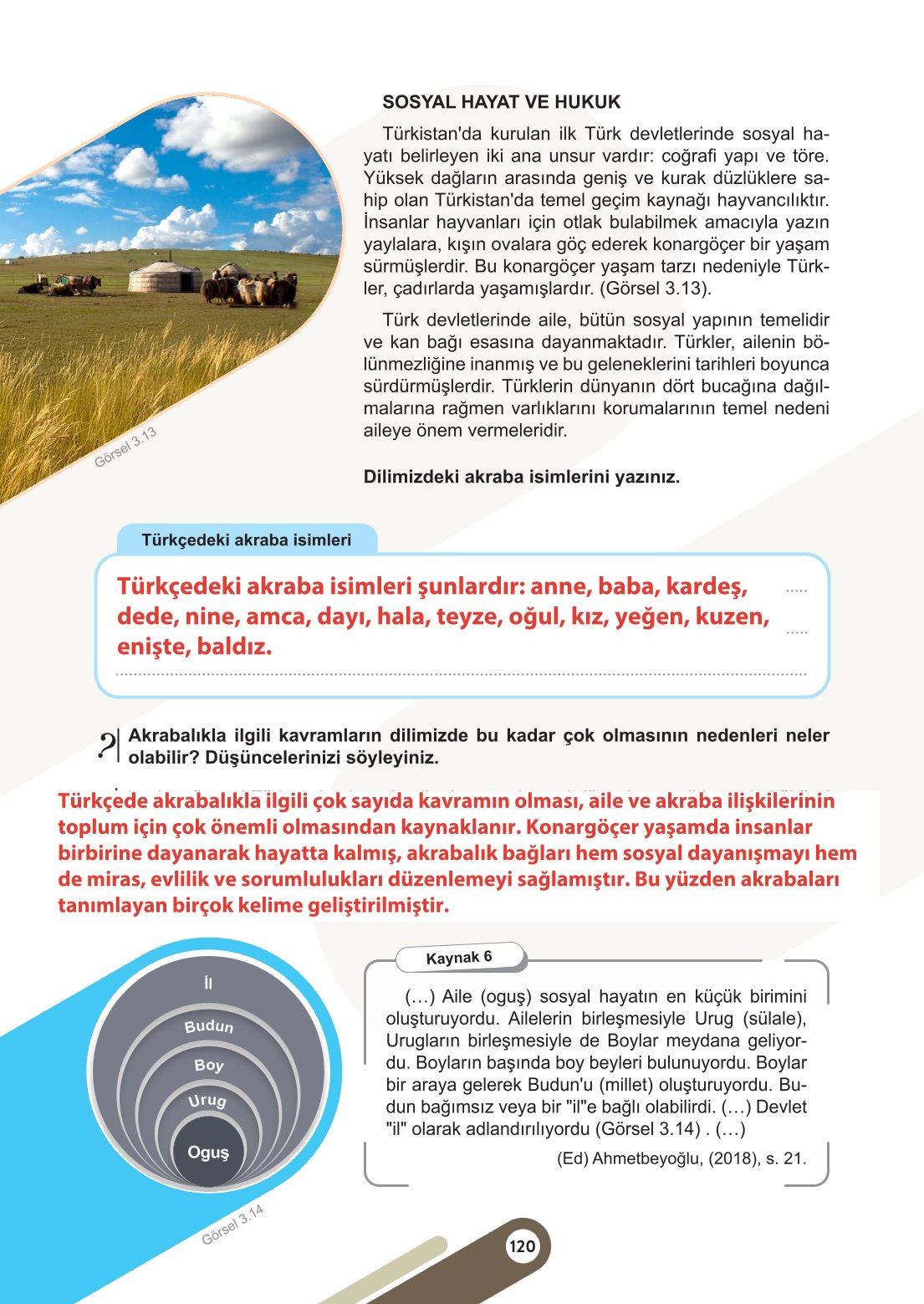 6. Sınıf Meb Yayınları Sosyal Bilgiler Ders Kitabı Sayfa 120 Cevapları