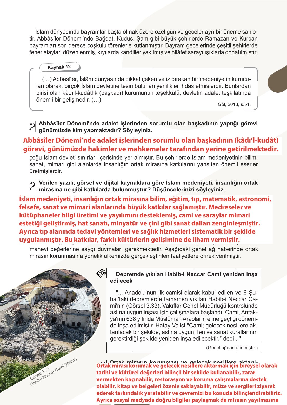 6. Sınıf Meb Yayınları Sosyal Bilgiler Ders Kitabı Sayfa 138 Cevapları