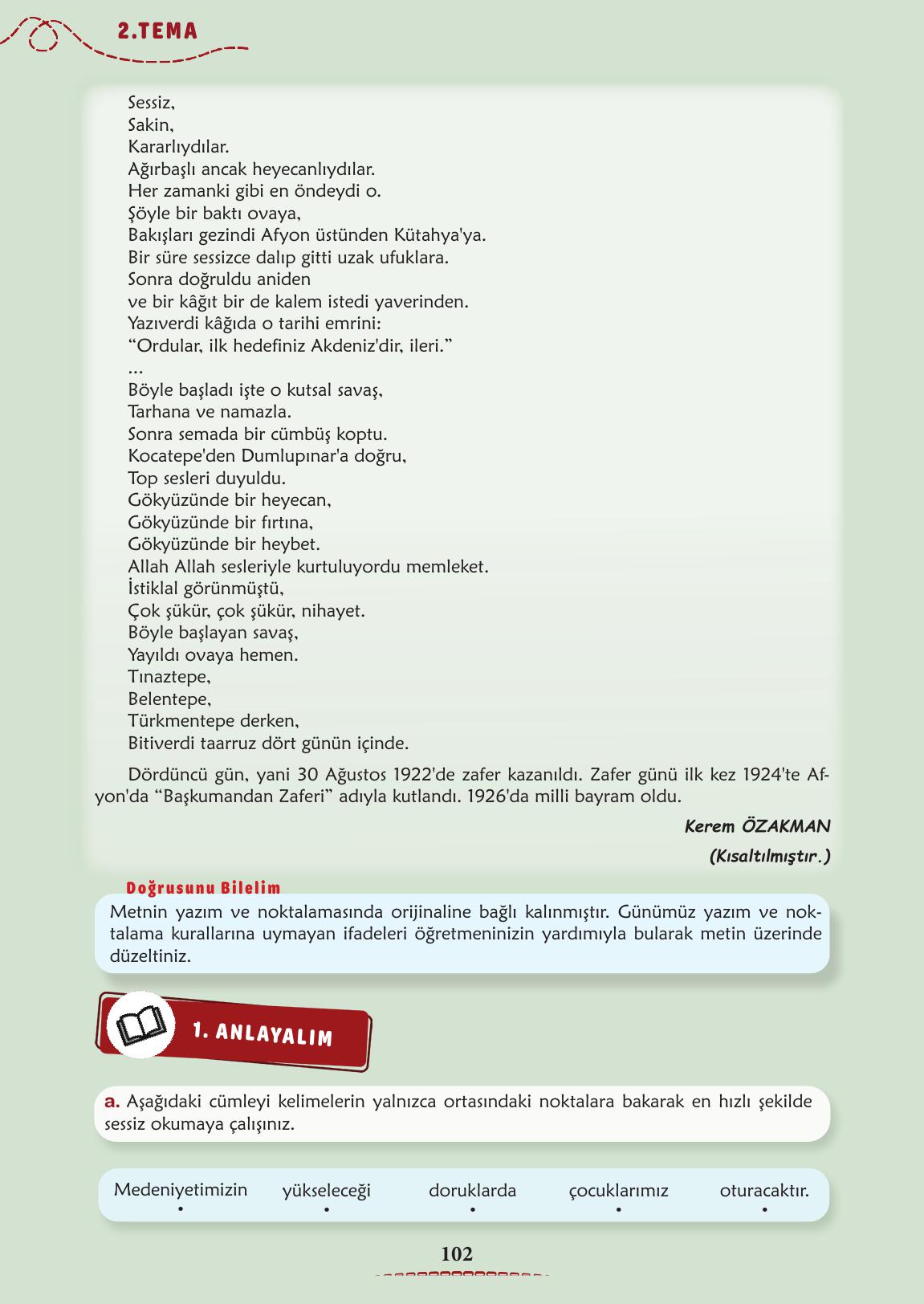 6. Sınıf Meb Yayınları Türkçe Ders Kitabı Sayfa 103 Cevapları