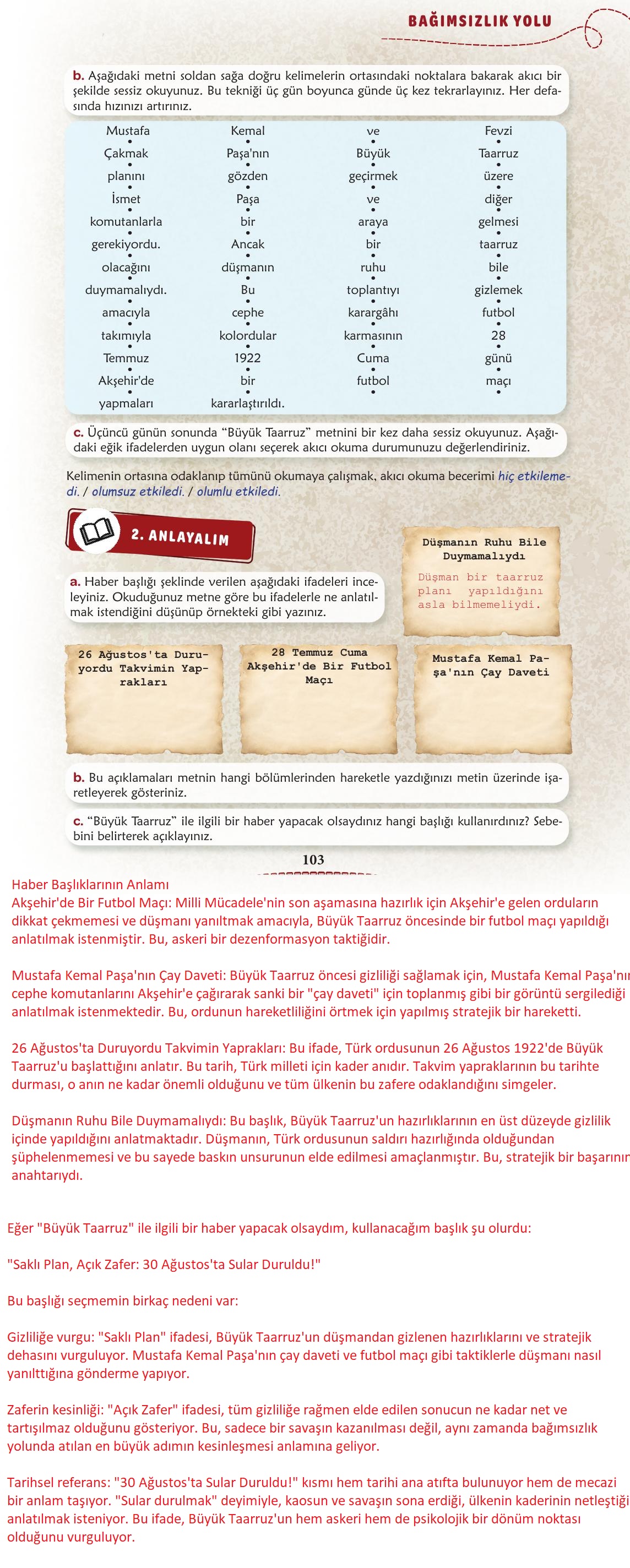 6. Sınıf Meb Yayınları Türkçe Ders Kitabı Sayfa 104 Cevapları