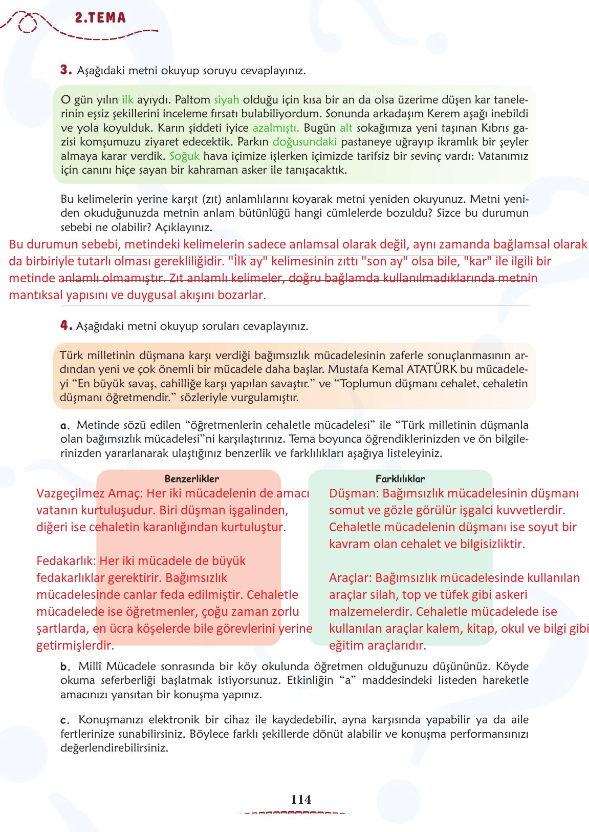 6. Sınıf Meb Yayınları Türkçe Ders Kitabı Sayfa 115 Cevapları