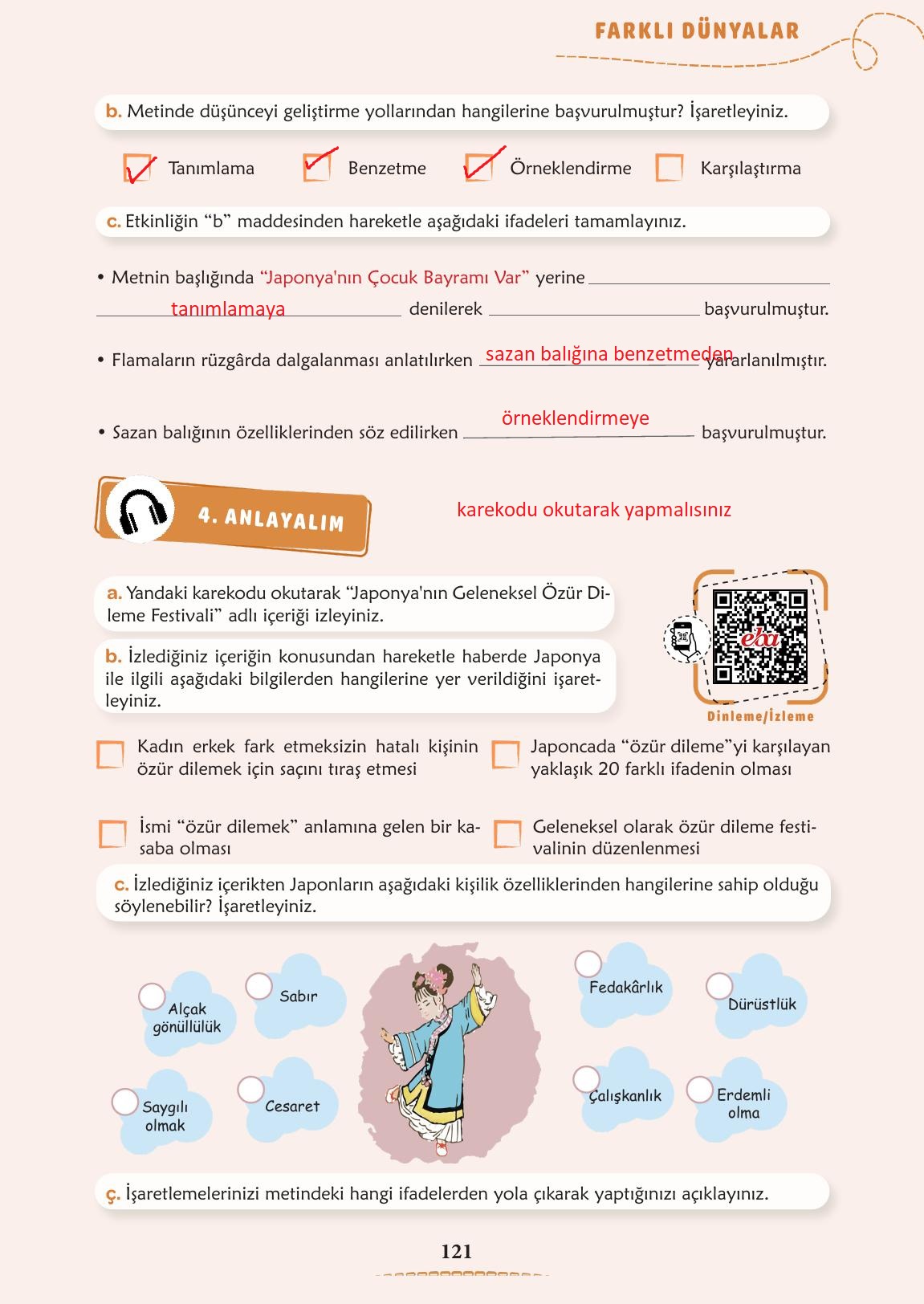 6. Sınıf Meb Yayınları Türkçe Ders Kitabı Sayfa 122 Cevapları