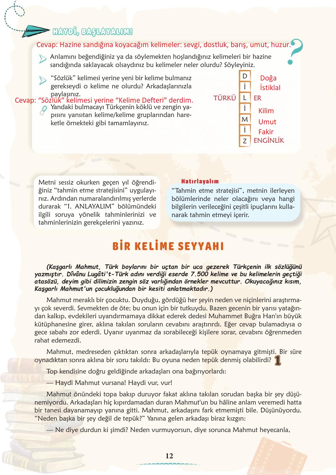 6. Sınıf Meb Yayınları Türkçe Ders Kitabı Sayfa 13 Cevapları