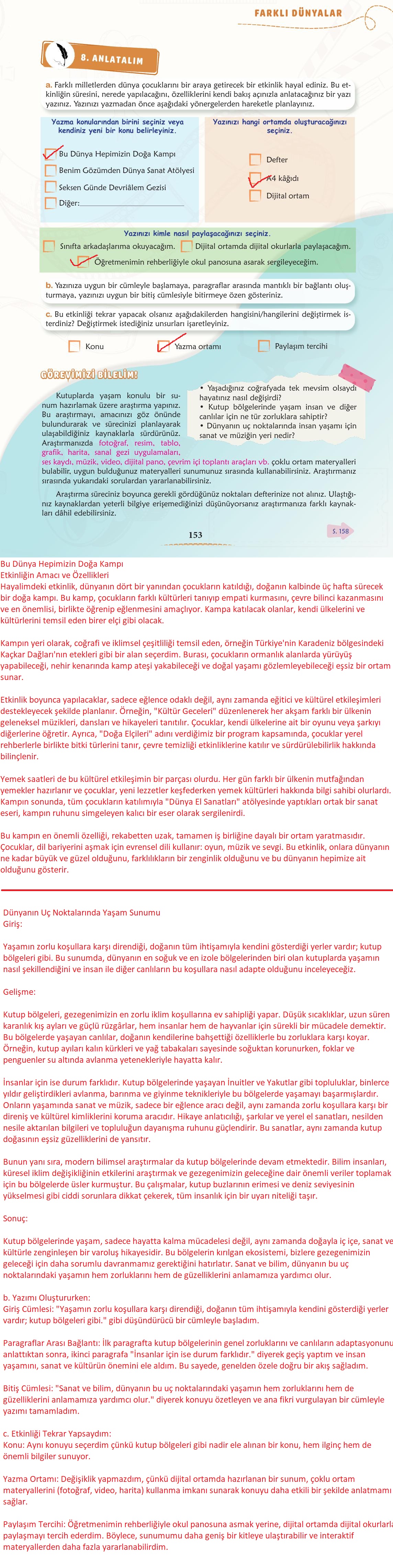 6. Sınıf Meb Yayınları Türkçe Ders Kitabı Sayfa 154 Cevapları