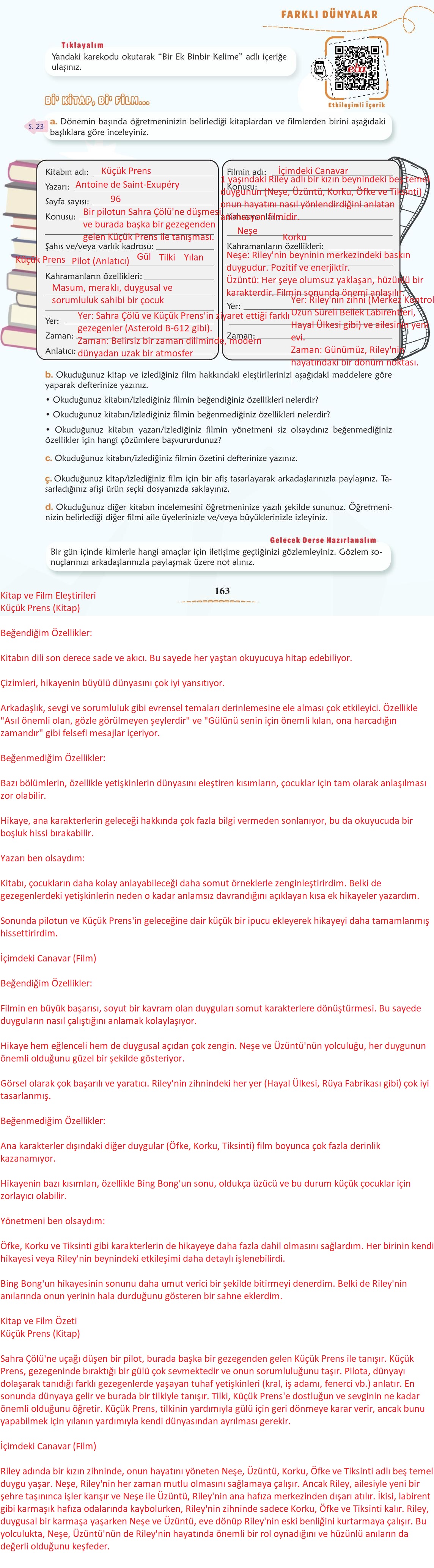 6. Sınıf Meb Yayınları Türkçe Ders Kitabı Sayfa 164 Cevapları