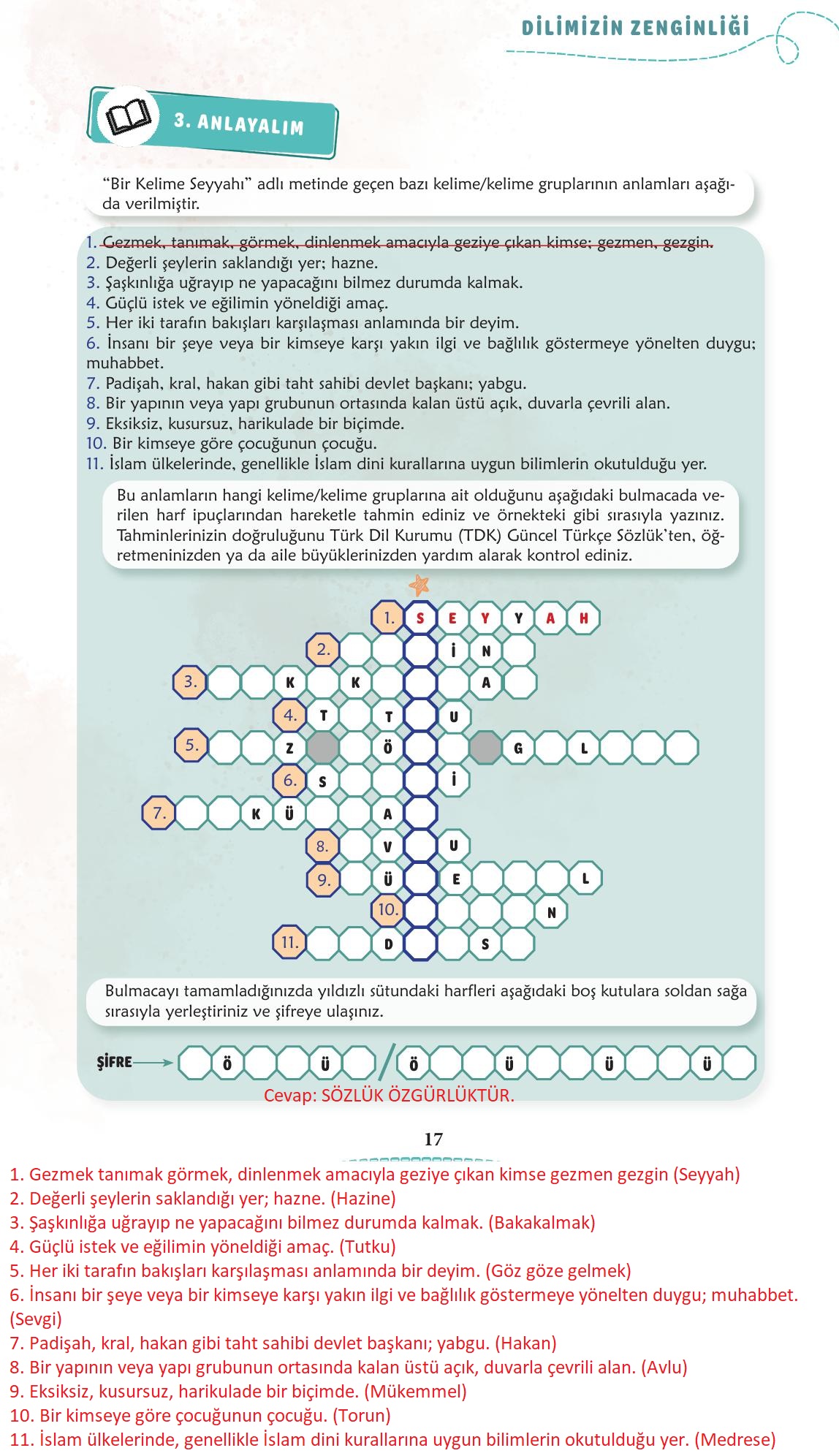 6. Sınıf Meb Yayınları Türkçe Ders Kitabı Sayfa 18 Cevapları