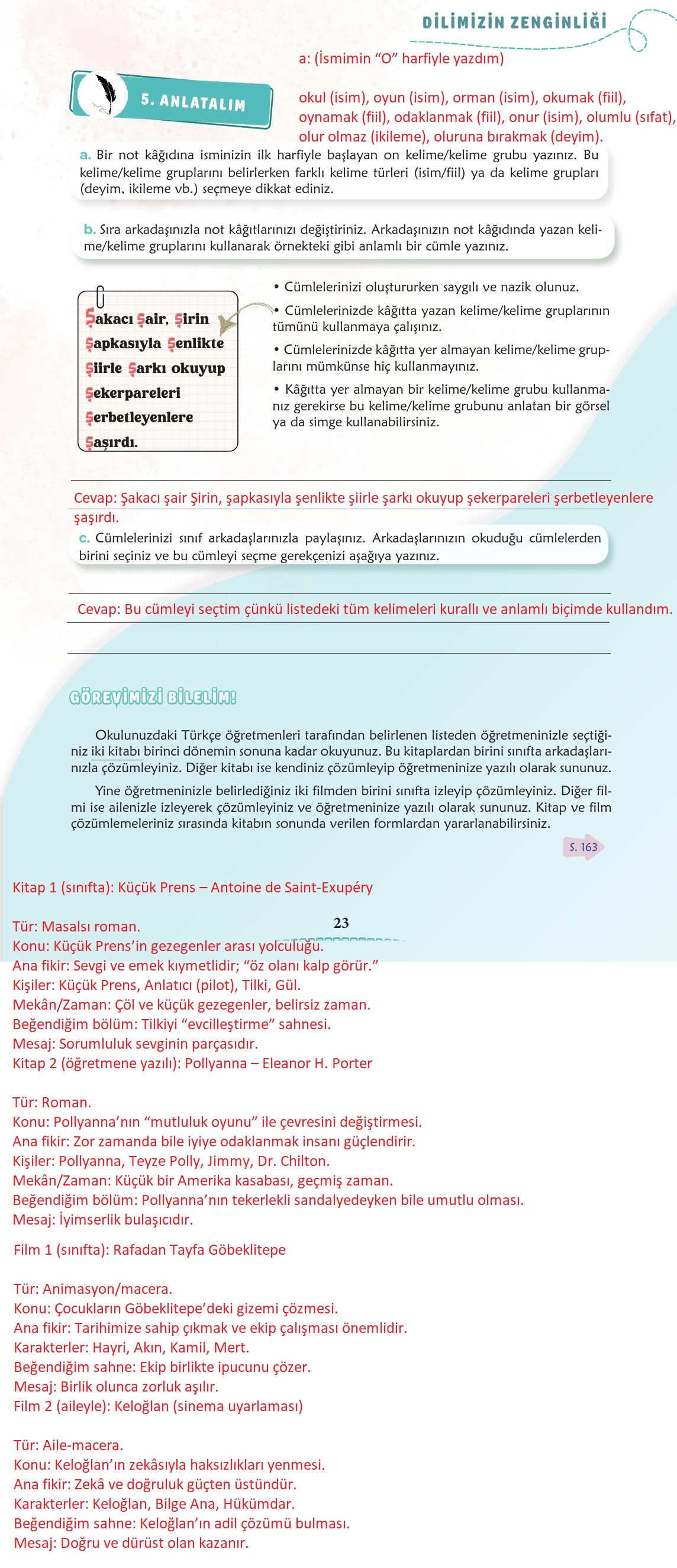 6. Sınıf Meb Yayınları Türkçe Ders Kitabı Sayfa 24 Cevapları