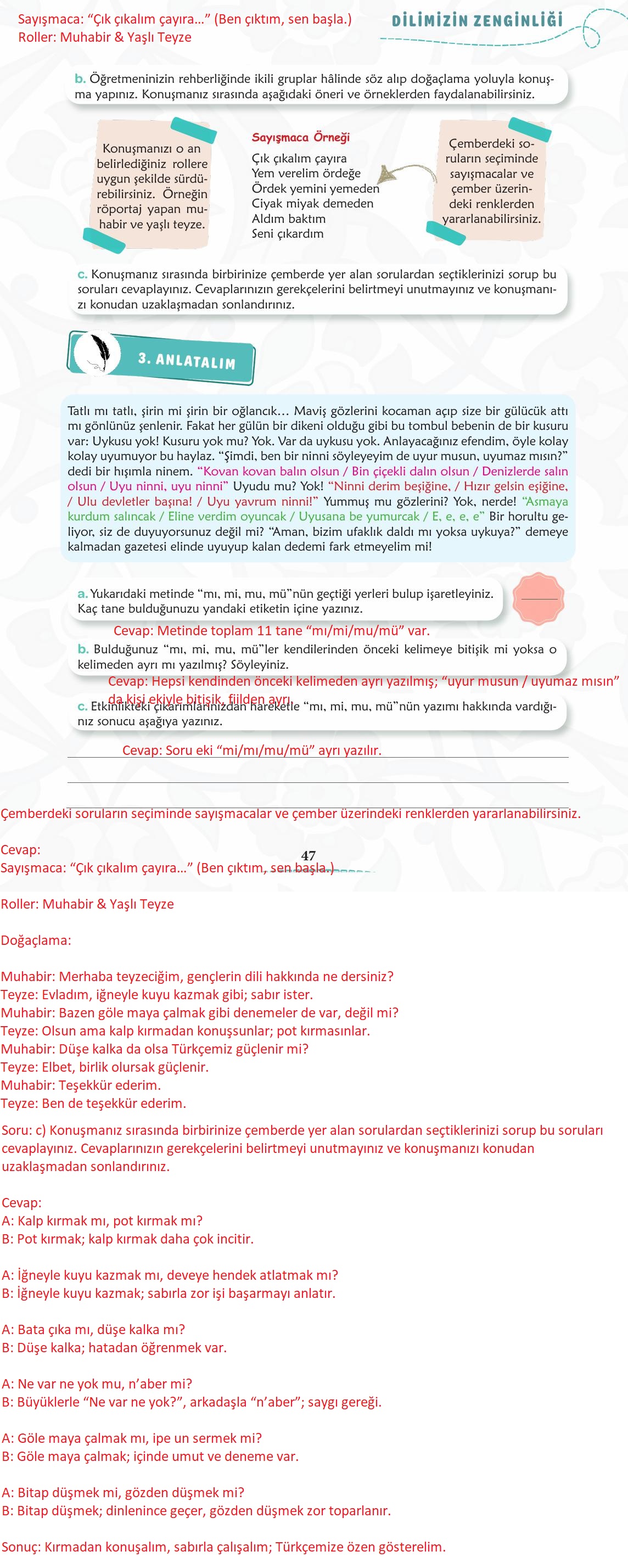 6. Sınıf Meb Yayınları Türkçe Ders Kitabı Sayfa 48 Cevapları