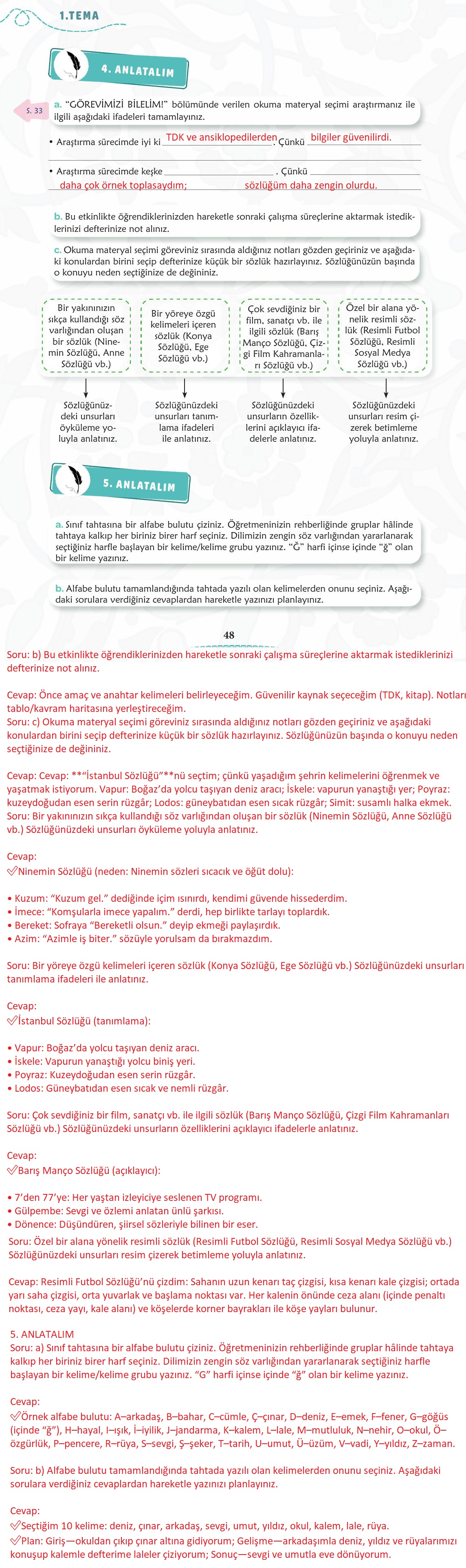 6. Sınıf Meb Yayınları Türkçe Ders Kitabı Sayfa 49 Cevapları