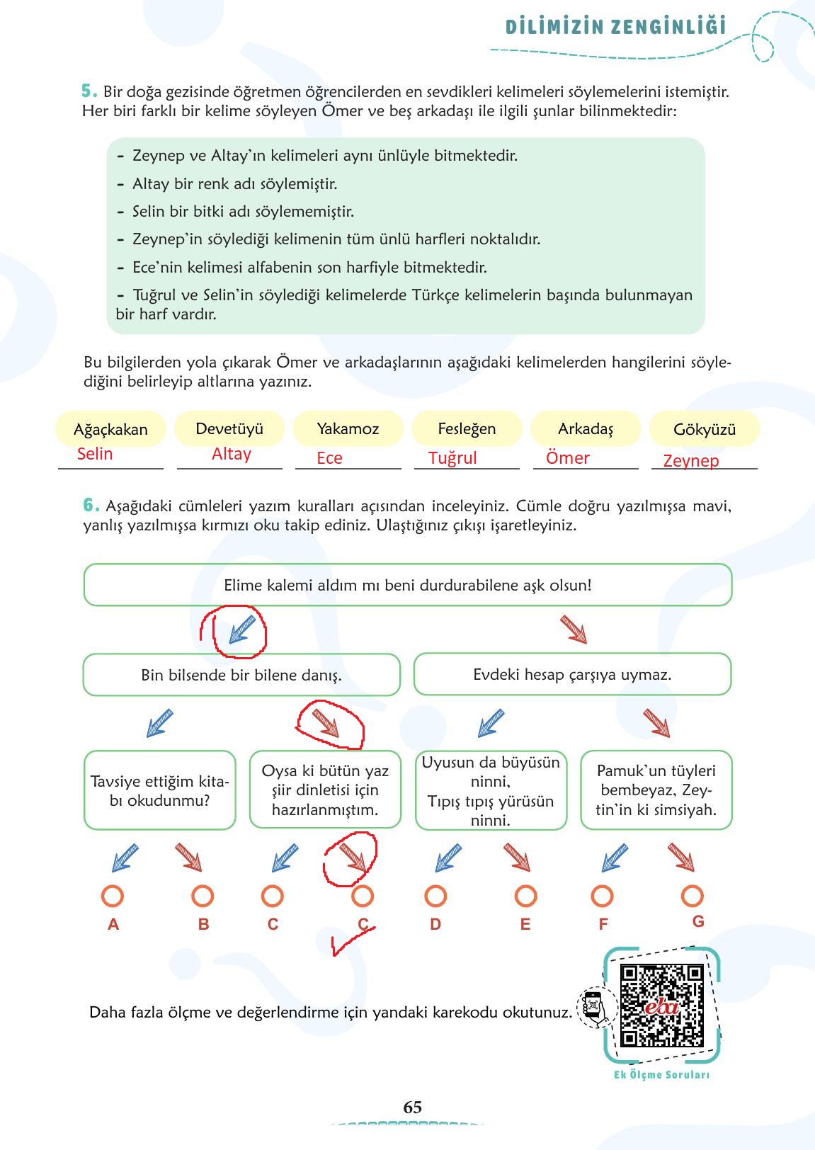 6. Sınıf Meb Yayınları Türkçe Ders Kitabı Sayfa 66 Cevapları