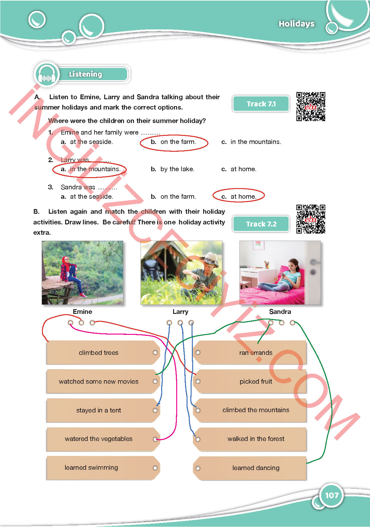 6. Sınıf Özgün Yayıncılık İngilizce Ders Kitabı Sayfa 107 Cevapları