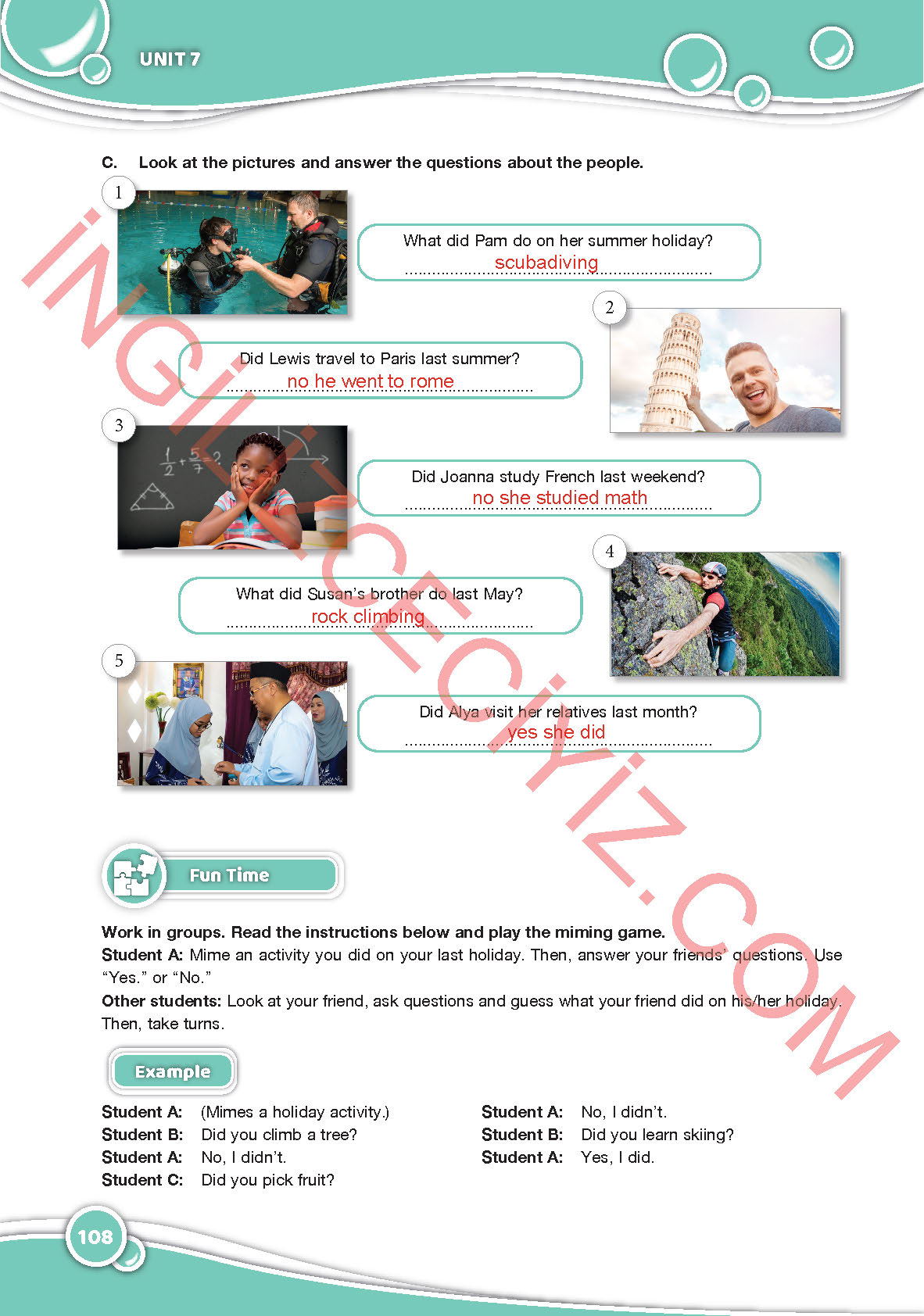 6. Sınıf Özgün Yayıncılık İngilizce Ders Kitabı Sayfa 108 Cevapları