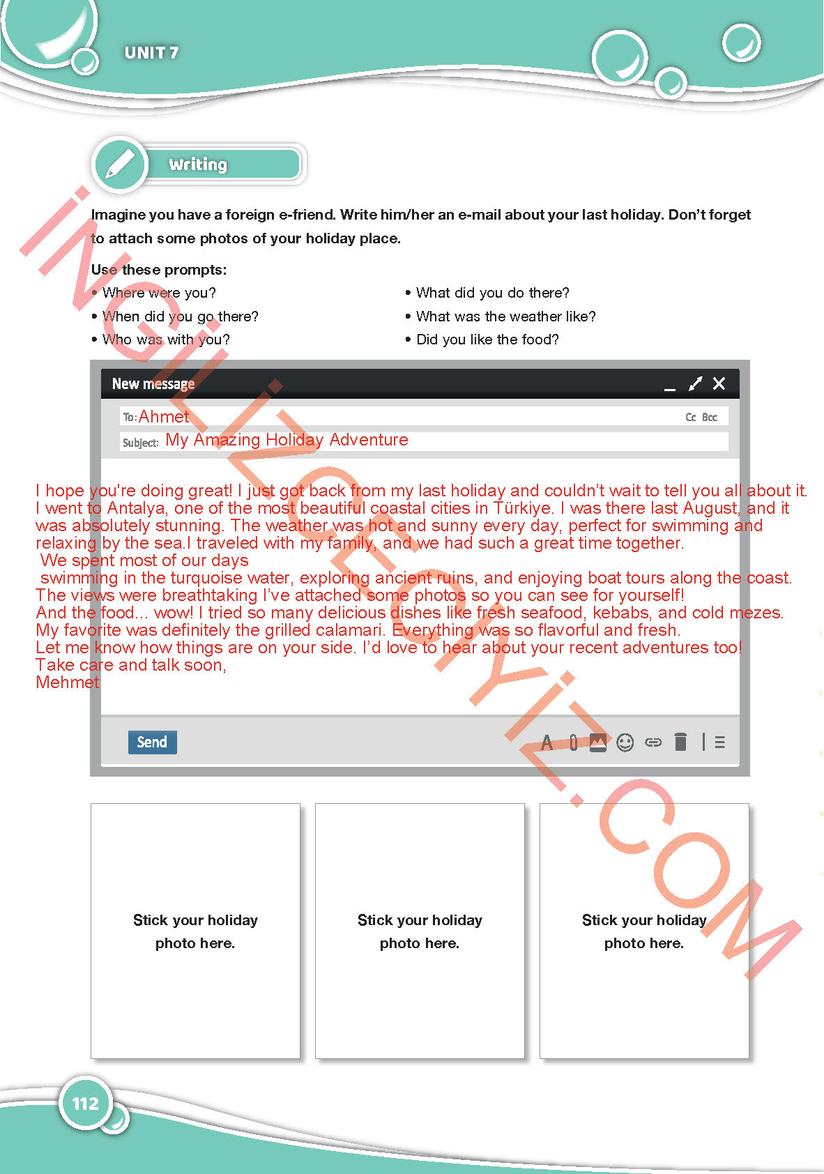 6. Sınıf Özgün Yayıncılık İngilizce Ders Kitabı Sayfa 112 Cevapları