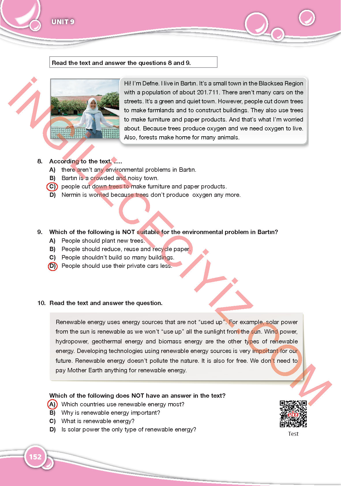 6. Sınıf Özgün Yayıncılık İngilizce Ders Kitabı Sayfa 152 Cevapları