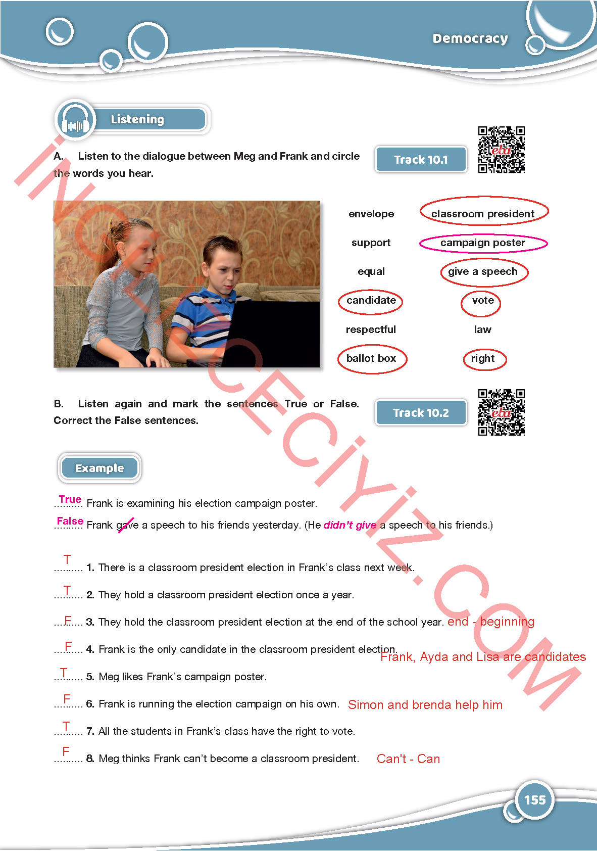 6. Sınıf Özgün Yayıncılık İngilizce Ders Kitabı Sayfa 155 Cevapları