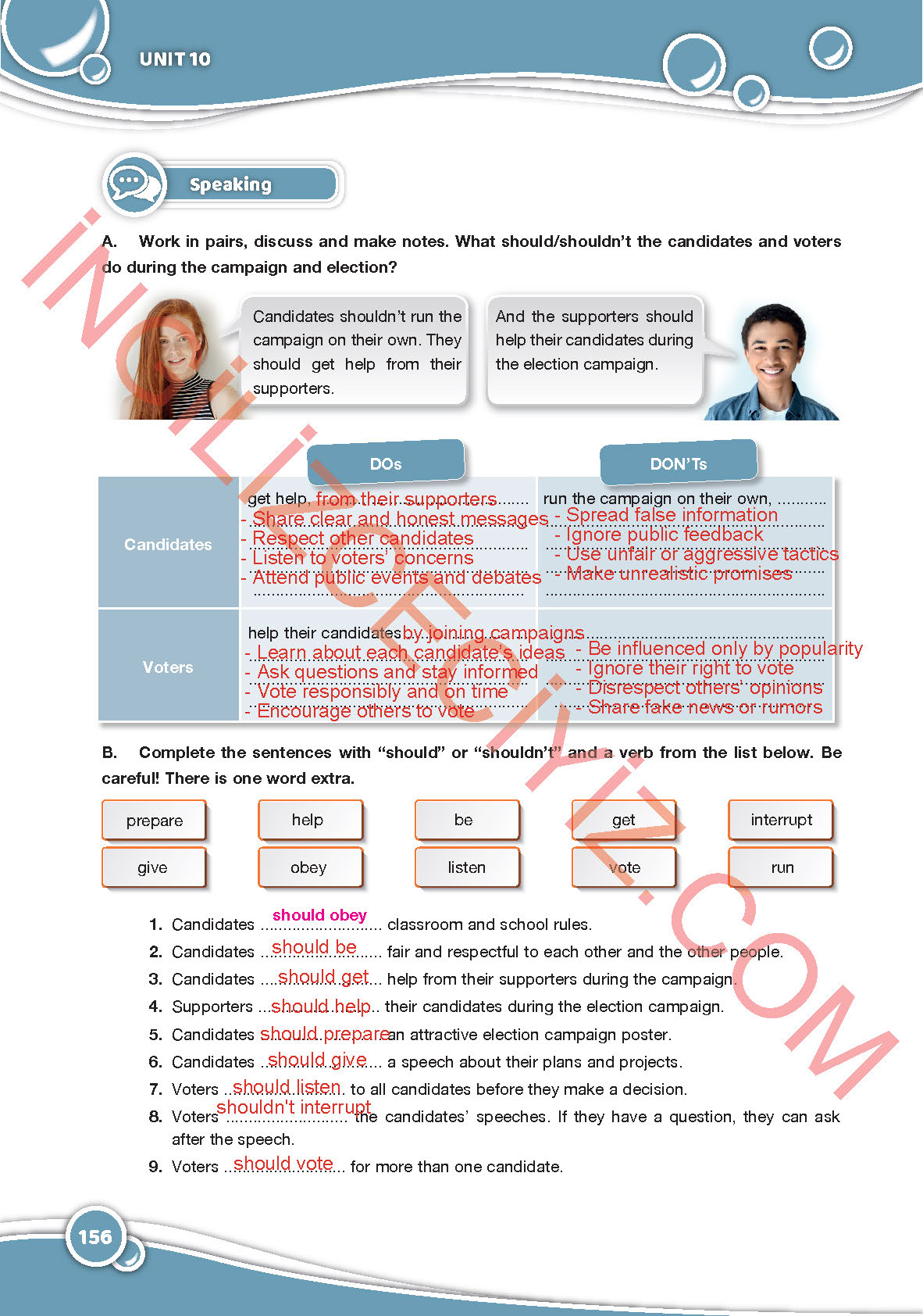6. Sınıf Özgün Yayıncılık İngilizce Ders Kitabı Sayfa 156 Cevapları