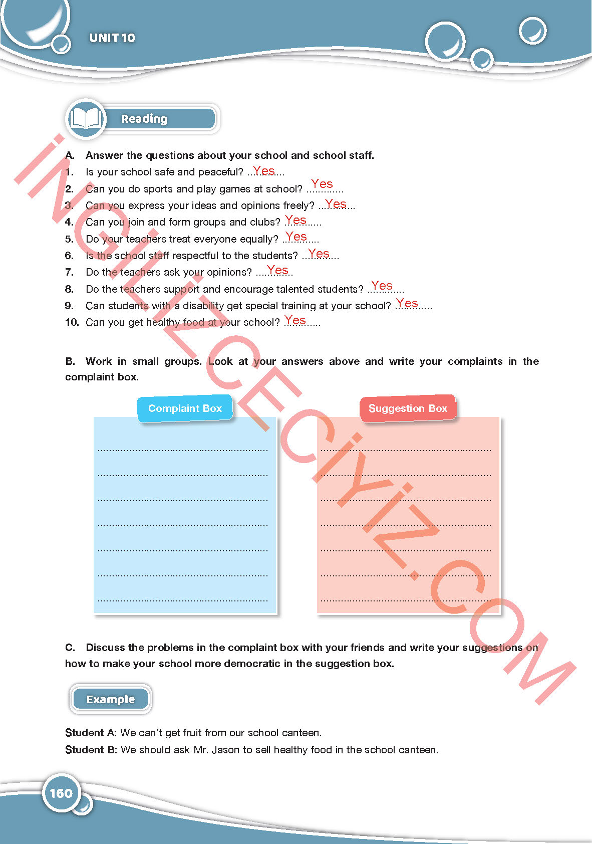 6. Sınıf Özgün Yayıncılık İngilizce Ders Kitabı Sayfa 160 Cevapları