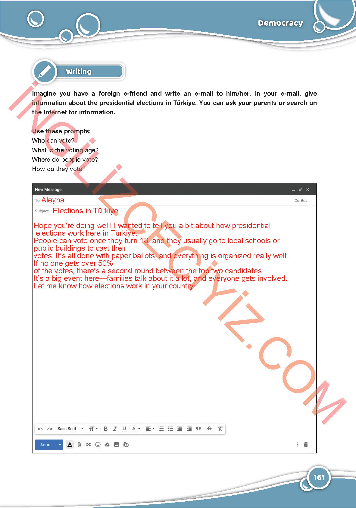 6. Sınıf Özgün Yayıncılık İngilizce Ders Kitabı Sayfa 161 Cevapları