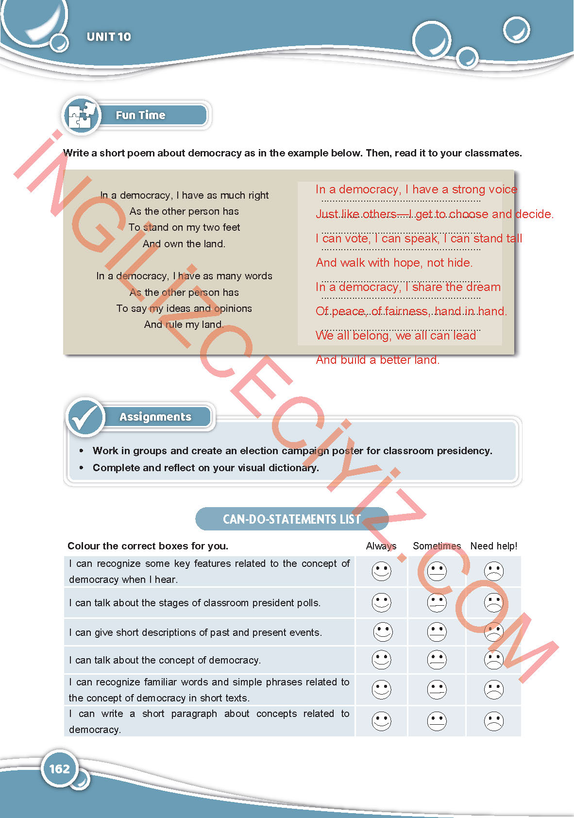 6. Sınıf Özgün Yayıncılık İngilizce Ders Kitabı Sayfa 162 Cevapları