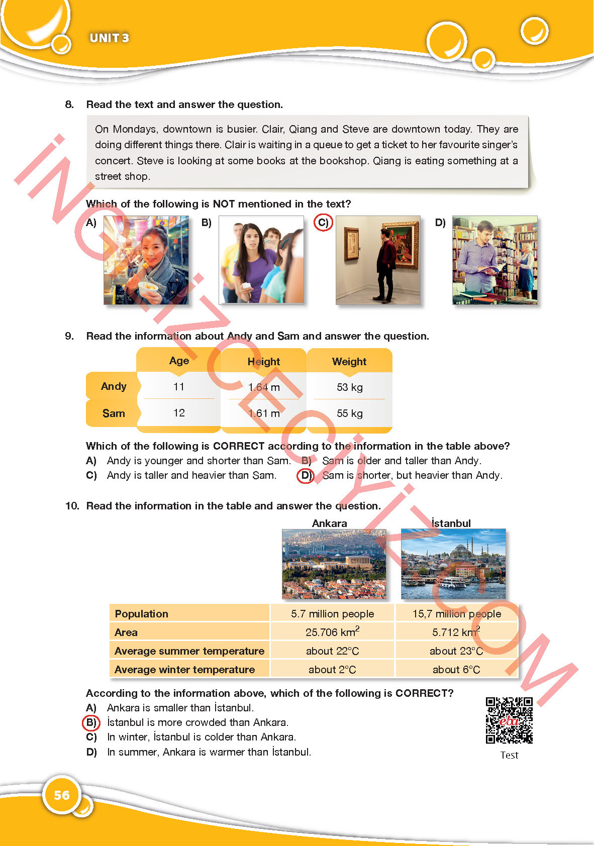 6. Sınıf Özgün Yayıncılık İngilizce Ders Kitabı Sayfa 56 Cevapları
