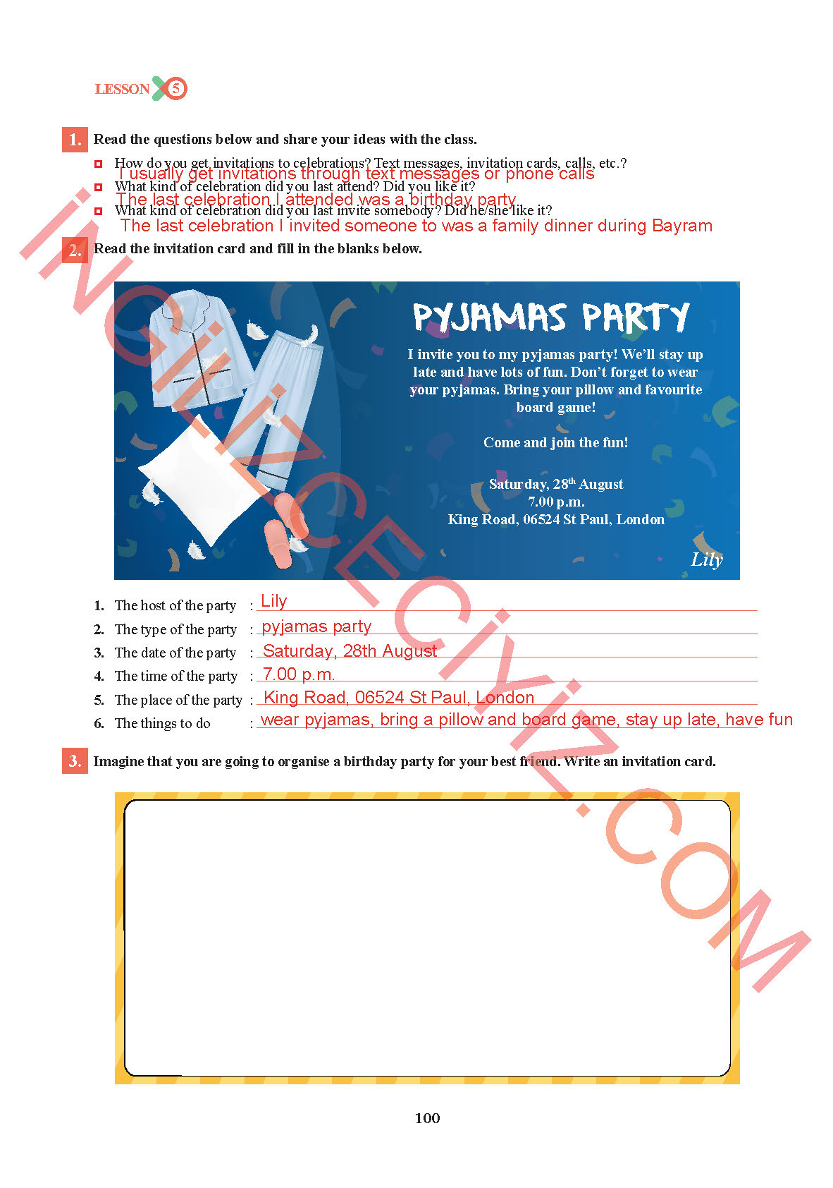 7. Sınıf Sdr İpekyolu Yayıncılık İngilizce Ders Kitabı Sayfa 100 Cevapları