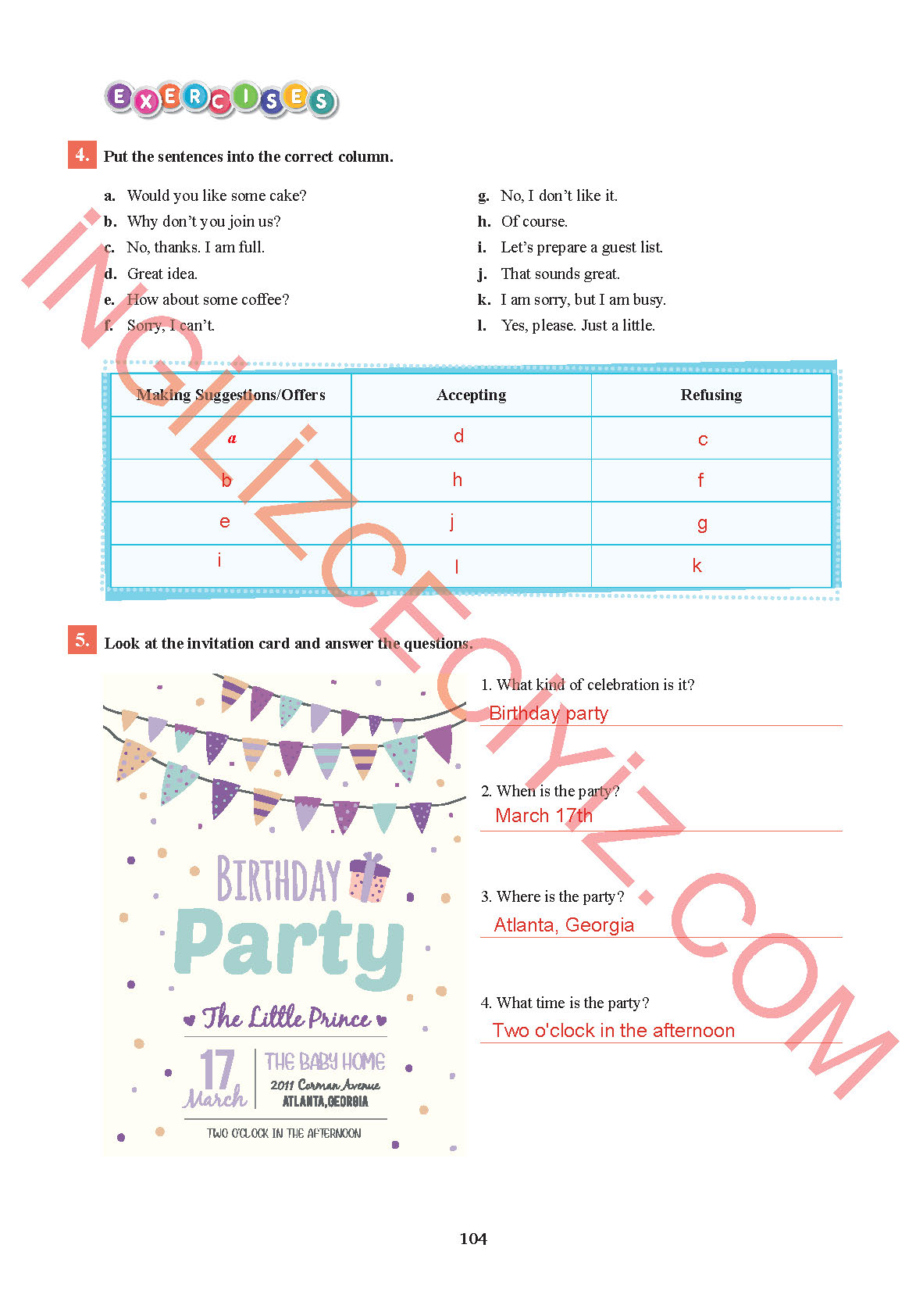 7. Sınıf Sdr İpekyolu Yayıncılık İngilizce Ders Kitabı Sayfa 104 Cevapları