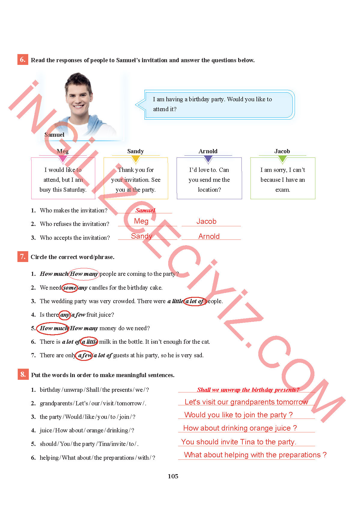 7. Sınıf Sdr İpekyolu Yayıncılık İngilizce Ders Kitabı Sayfa 105 Cevapları