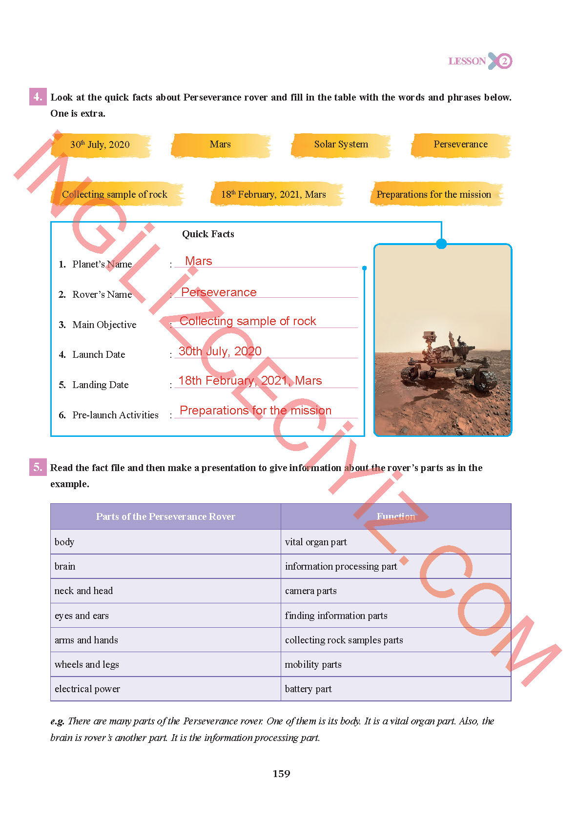7. Sınıf Sdr İpekyolu Yayıncılık İngilizce Ders Kitabı Sayfa 159 Cevapları