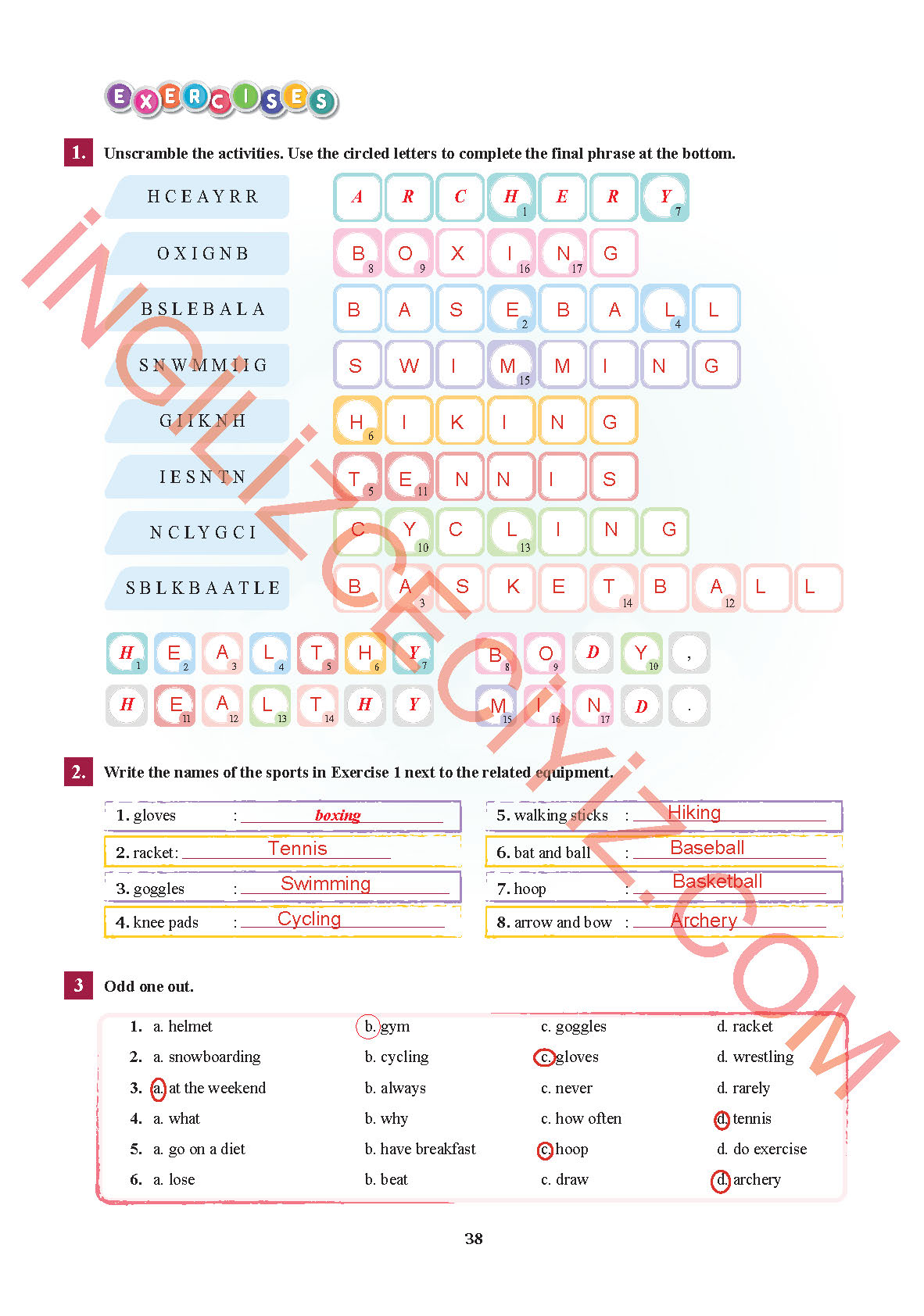 7. Sınıf Sdr İpekyolu Yayıncılık İngilizce Ders Kitabı Sayfa 38 Cevapları