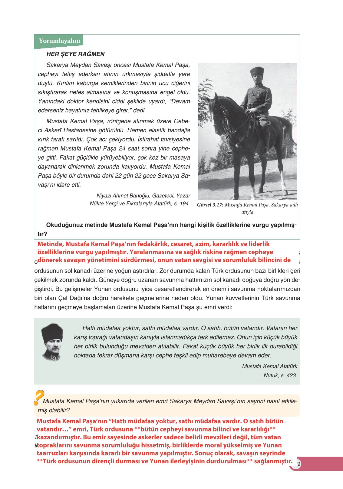 8. Sınıf Ders Destek Yayınları İnkılap Tarihi Ve Atatürkçülük Ders Kitabı Sayfa 109 Cevapları