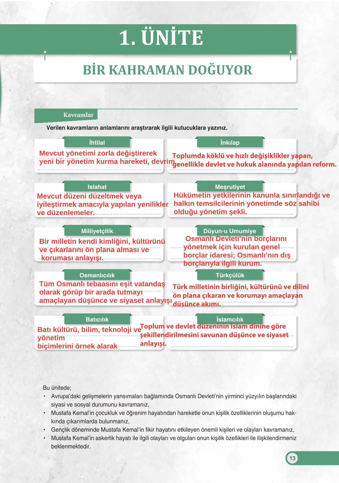 8. Sınıf Ders Destek Yayınları İnkılap Tarihi Ve Atatürkçülük Ders Kitabı Sayfa 13 Cevapları