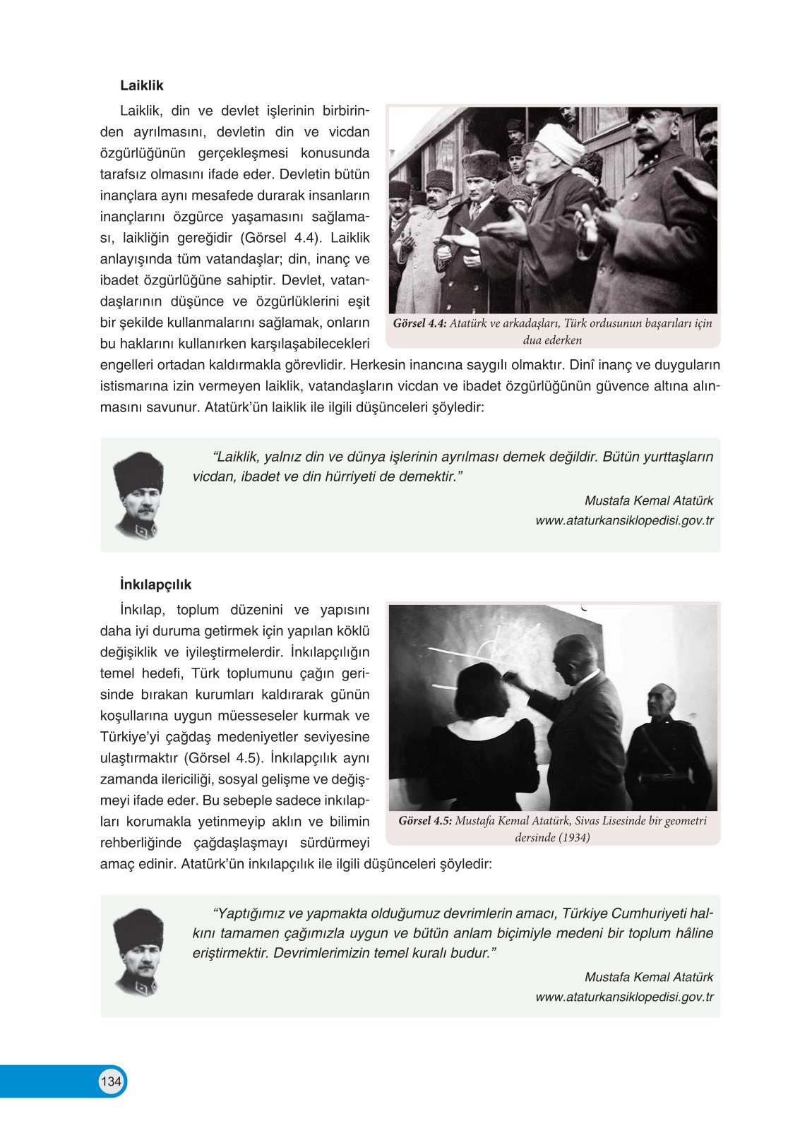 8. Sınıf Ders Destek Yayınları İnkılap Tarihi Ve Atatürkçülük Ders Kitabı Sayfa 134 Cevapları