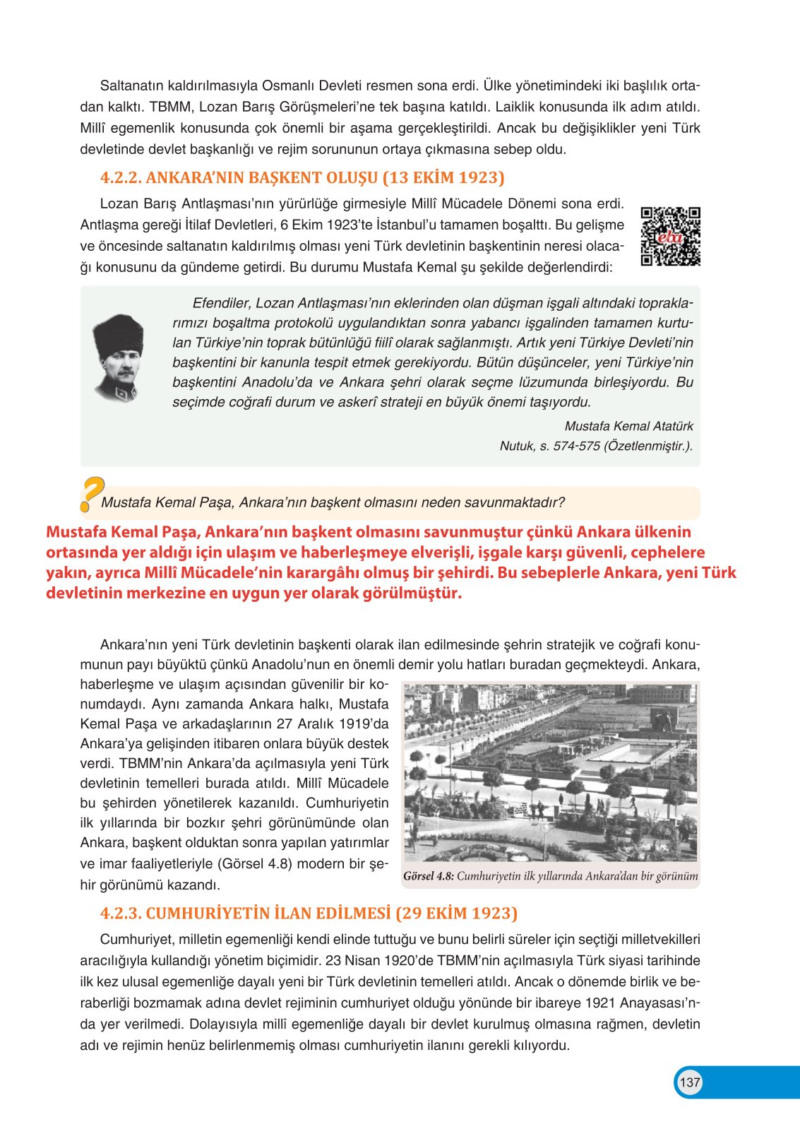8. Sınıf Ders Destek Yayınları İnkılap Tarihi Ve Atatürkçülük Ders Kitabı Sayfa 137 Cevapları