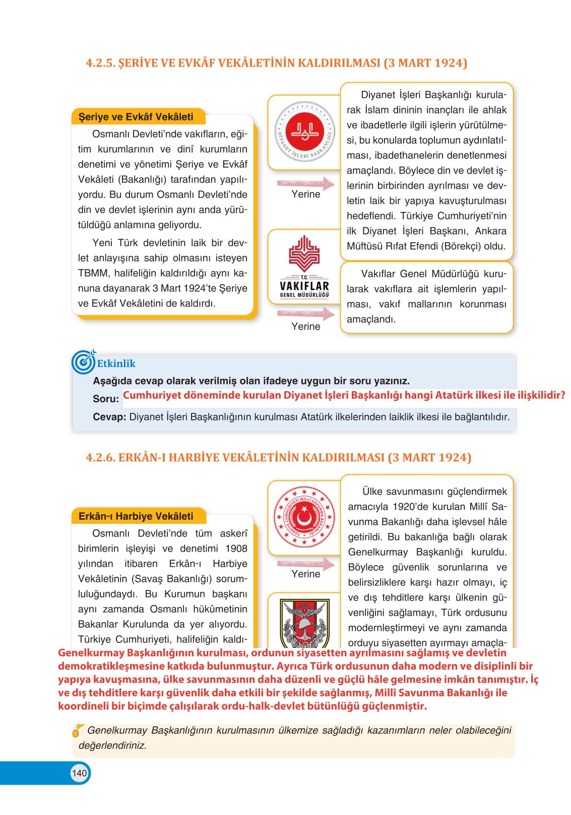 8. Sınıf Ders Destek Yayınları İnkılap Tarihi Ve Atatürkçülük Ders Kitabı Sayfa 140 Cevapları 8. Sınıf Ders Destek Yayınları İnkılap Tarihi Ve Atatürkçülük Ders Kitabı Sayfa 140 Cevapları