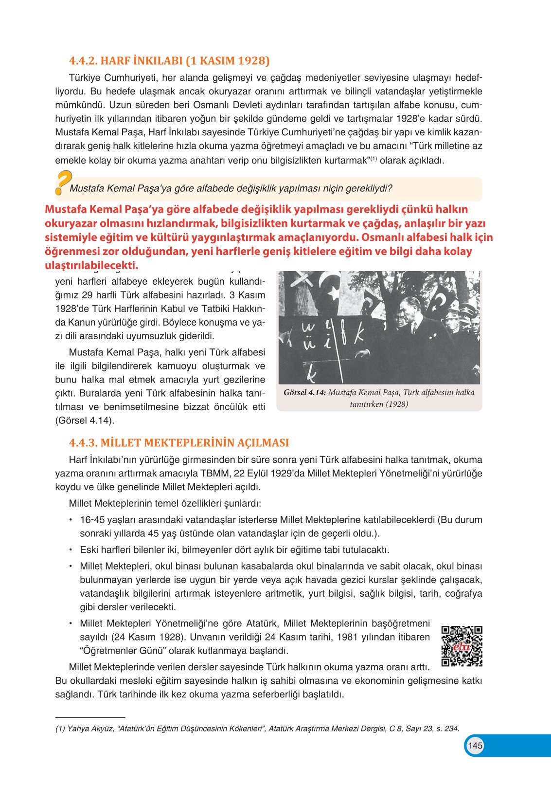 8. Sınıf Ders Destek Yayınları İnkılap Tarihi Ve Atatürkçülük Ders Kitabı Sayfa 145 Cevapları