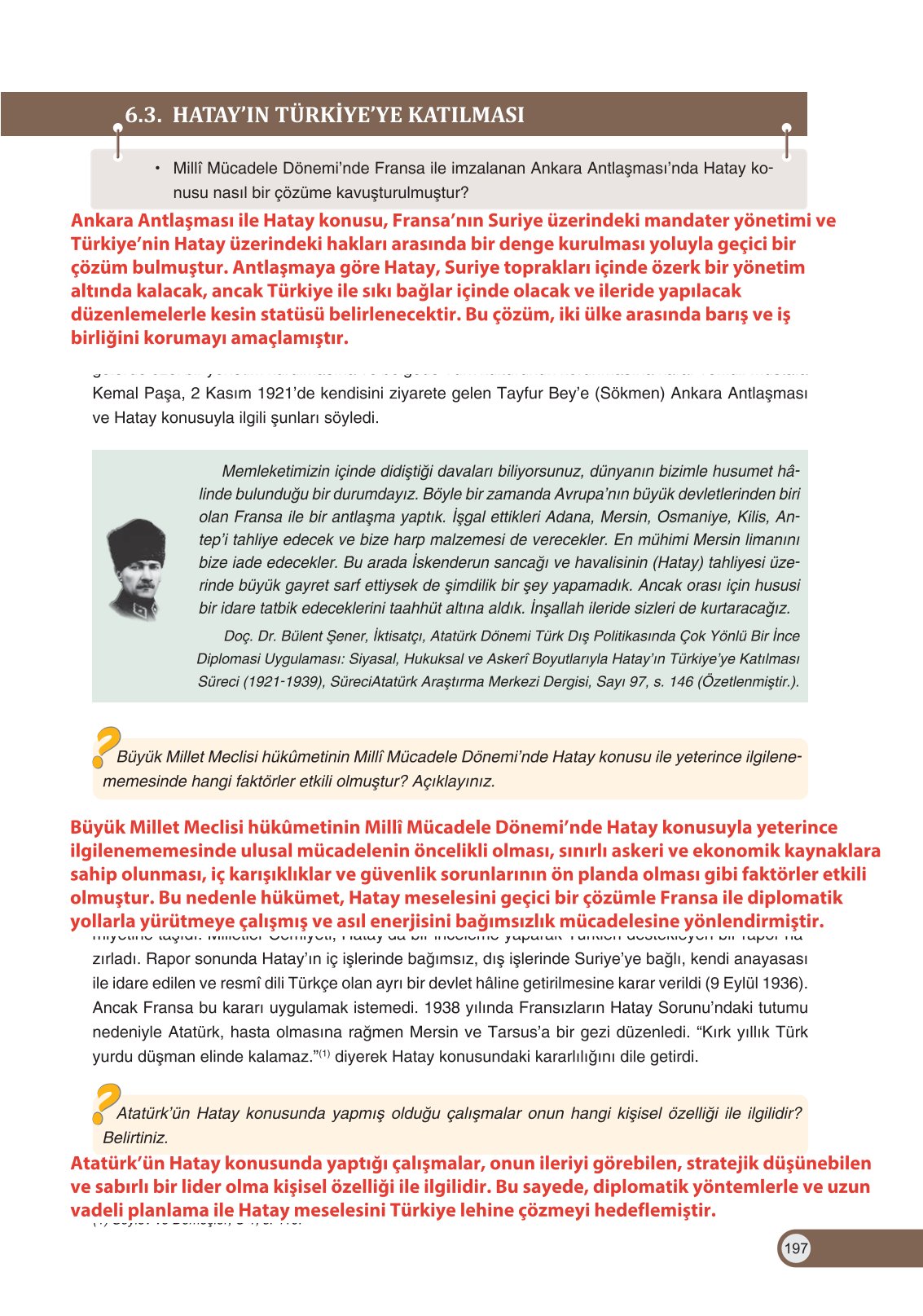 8. Sınıf Ders Destek Yayınları İnkılap Tarihi Ve Atatürkçülük Ders Kitabı Sayfa 197 Cevapları