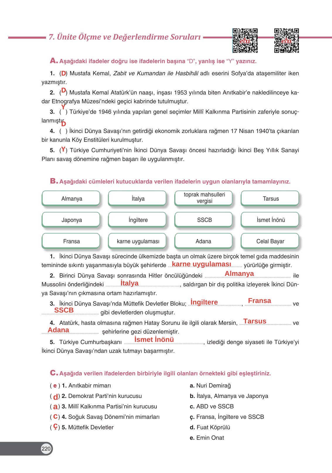 8. Sınıf Ders Destek Yayınları İnkılap Tarihi Ve Atatürkçülük Ders Kitabı Sayfa 220 Cevapları 8. Sınıf Ders Destek Yayınları İnkılap Tarihi Ve Atatürkçülük Ders Kitabı Sayfa 220 Cevapları