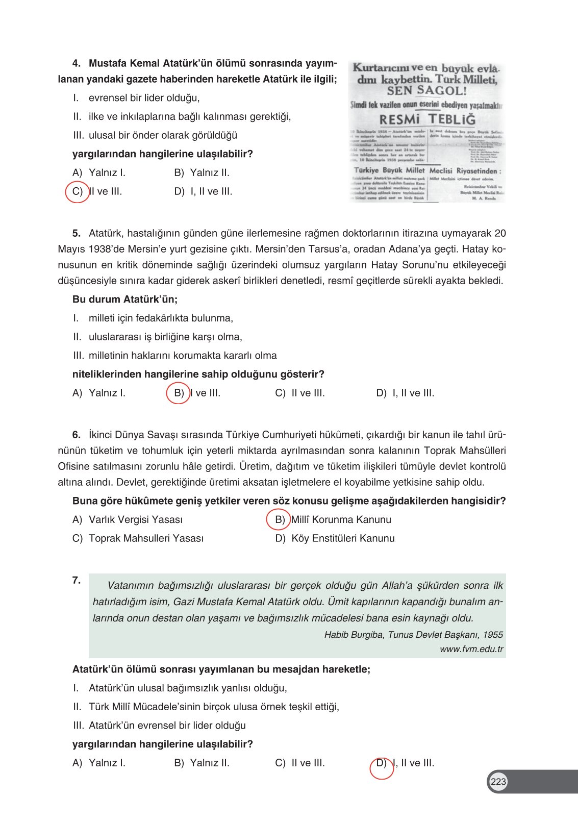 8. Sınıf Ders Destek Yayınları İnkılap Tarihi Ve Atatürkçülük Ders Kitabı Sayfa 223 Cevapları 8. Sınıf Ders Destek Yayınları İnkılap Tarihi Ve Atatürkçülük Ders Kitabı Sayfa 223 Cevapları