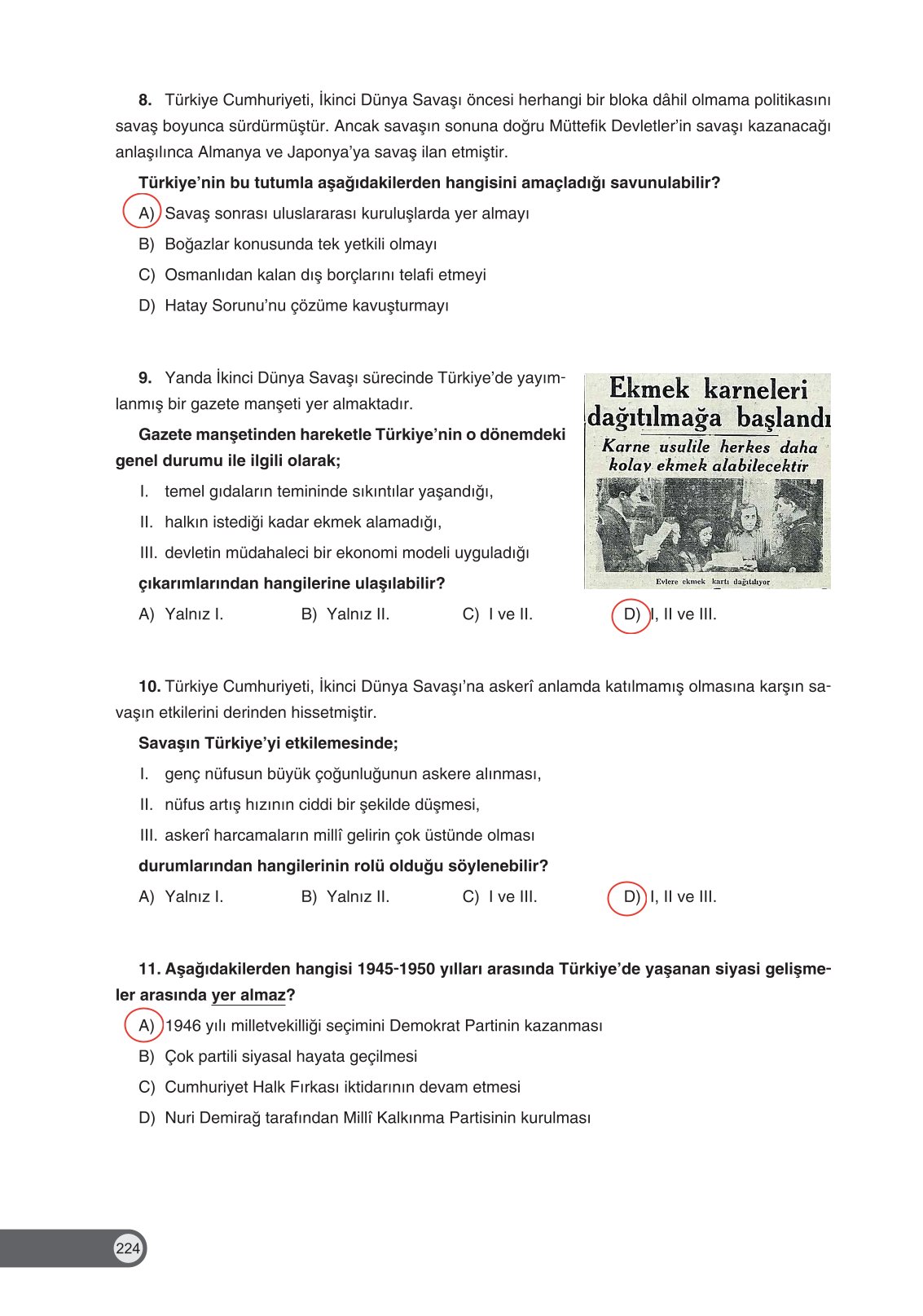 8. Sınıf Ders Destek Yayınları İnkılap Tarihi Ve Atatürkçülük Ders Kitabı Sayfa 224 Cevapları 8. Sınıf Ders Destek Yayınları İnkılap Tarihi Ve Atatürkçülük Ders Kitabı Sayfa 224 Cevapları