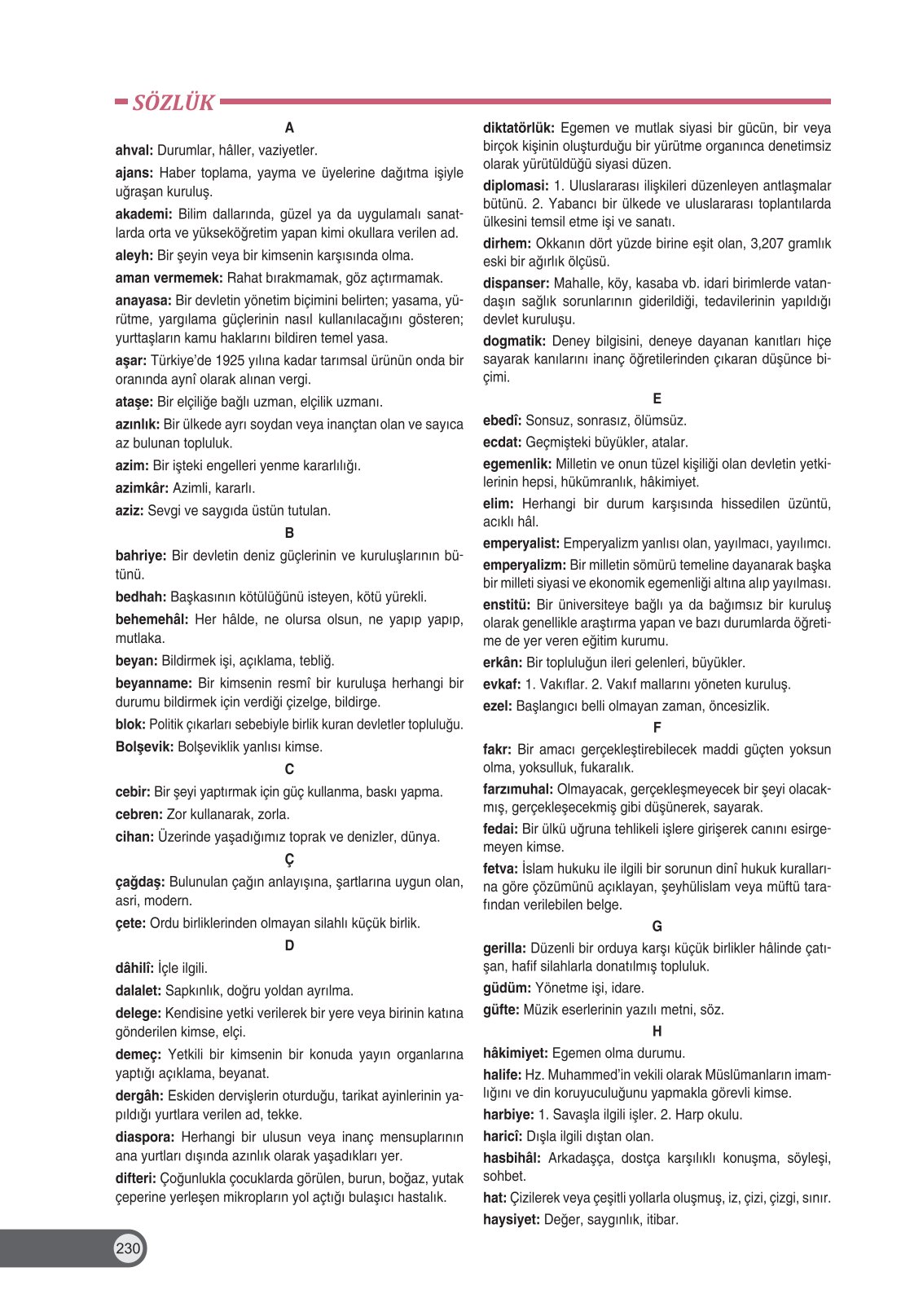 8. Sınıf Ders Destek Yayınları İnkılap Tarihi Ve Atatürkçülük Ders Kitabı Sayfa 230 Cevapları