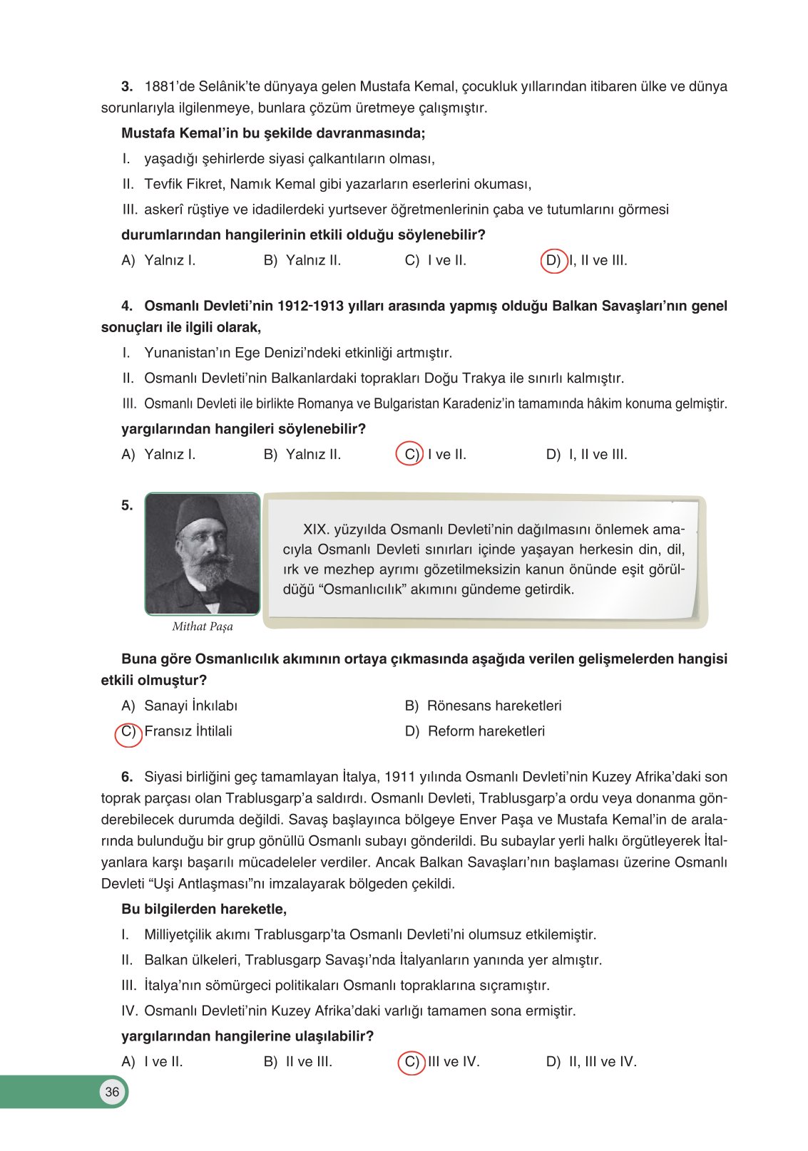 8. Sınıf Ders Destek Yayınları İnkılap Tarihi Ve Atatürkçülük Ders Kitabı Sayfa 36 Cevapları