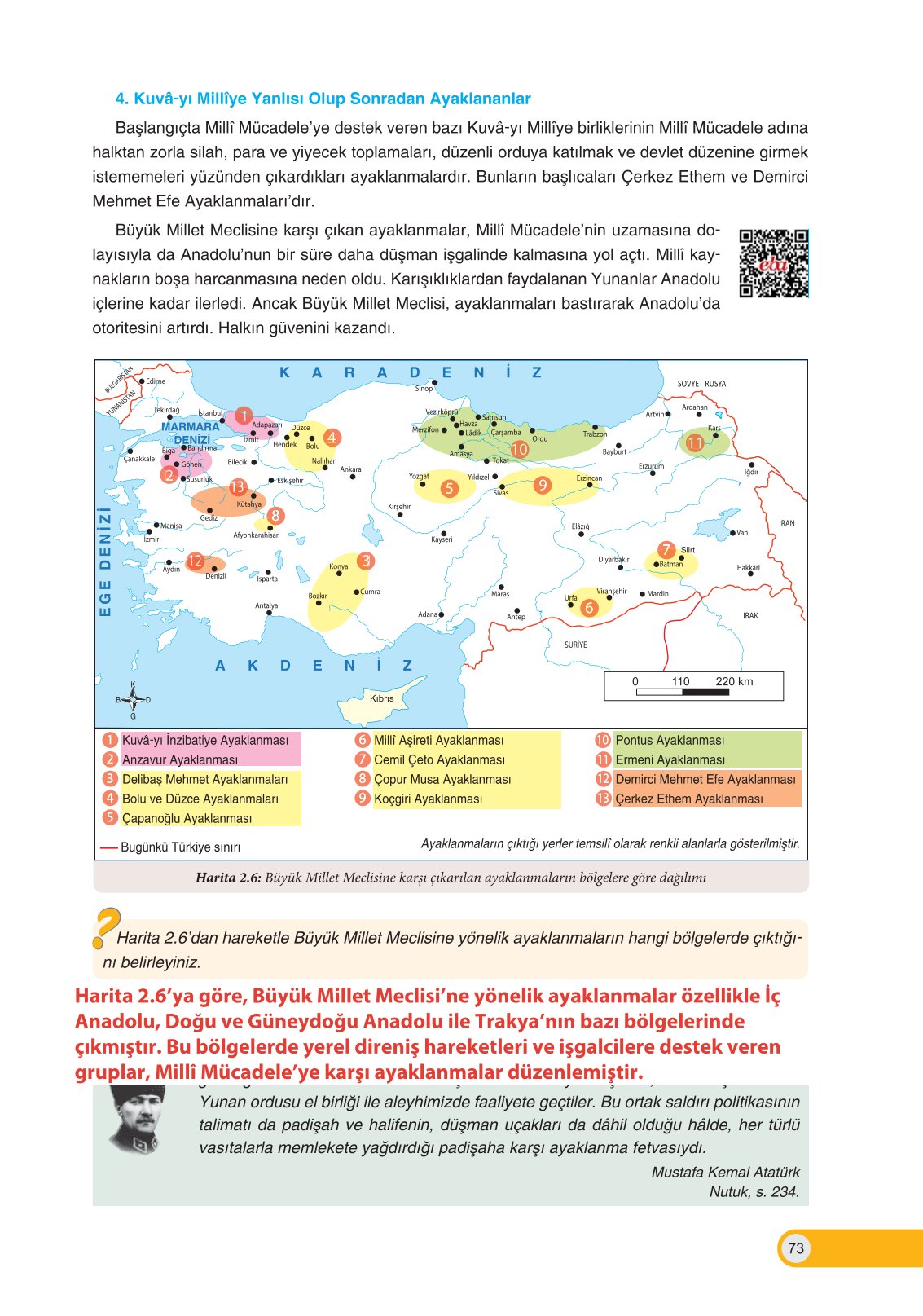 8. Sınıf Ders Destek Yayınları İnkılap Tarihi Ve Atatürkçülük Ders Kitabı Sayfa 73 Cevapları 8. Sınıf Ders Destek Yayınları İnkılap Tarihi Ve Atatürkçülük Ders Kitabı Sayfa 73 Cevapları