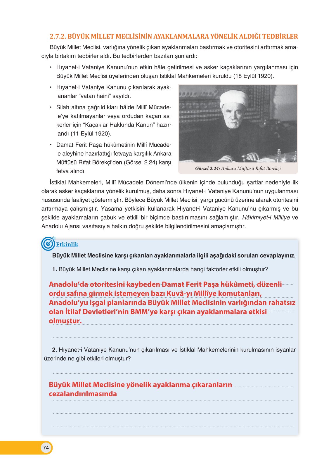 8. Sınıf Ders Destek Yayınları İnkılap Tarihi Ve Atatürkçülük Ders Kitabı Sayfa 74 Cevapları 8. Sınıf Ders Destek Yayınları İnkılap Tarihi Ve Atatürkçülük Ders Kitabı Sayfa 74 Cevapları