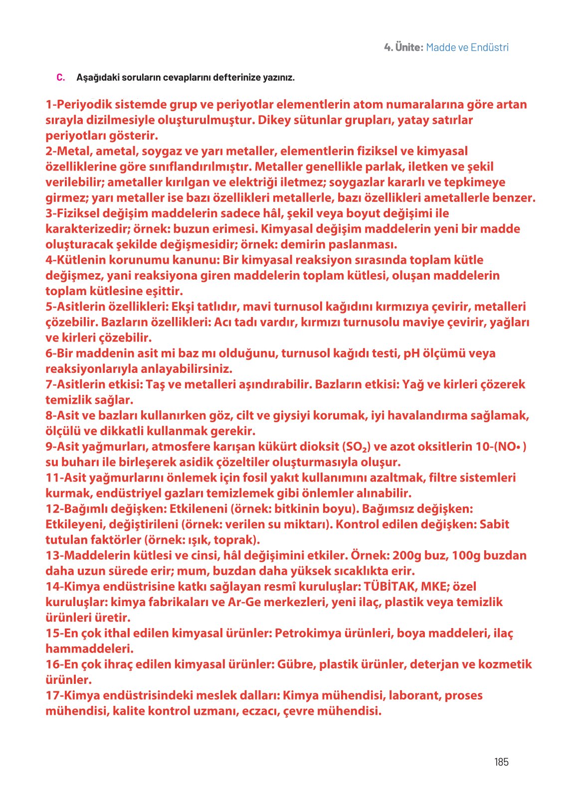 8. Sınıf Hecce Yayıncılık Fen Bilimleri Ders Kitabı Sayfa 185 Cevapları 8. Sınıf Hecce Yayıncılık Fen Bilimleri Ders Kitabı Sayfa 185 Cevapları