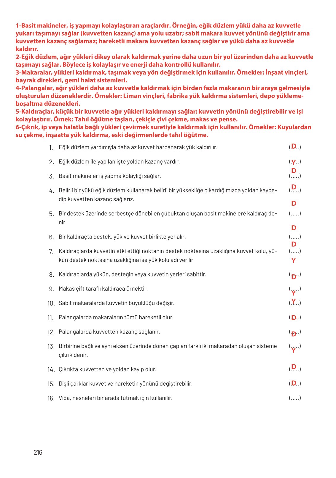 8. Sınıf Hecce Yayıncılık Fen Bilimleri Ders Kitabı Sayfa 216 Cevapları