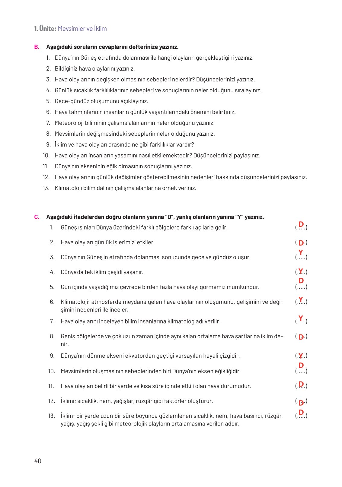 8. Sınıf Hecce Yayıncılık Fen Bilimleri Ders Kitabı Sayfa 40 Cevapları