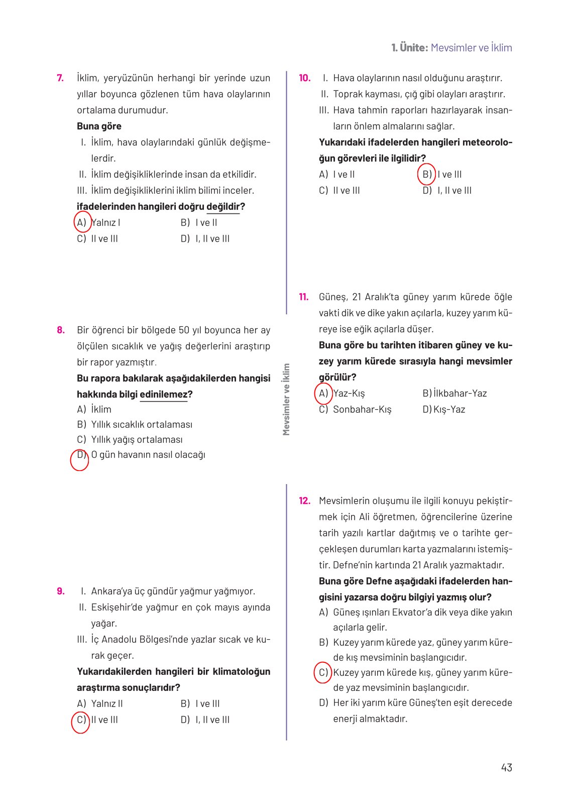 8. Sınıf Hecce Yayıncılık Fen Bilimleri Ders Kitabı Sayfa 43 Cevapları