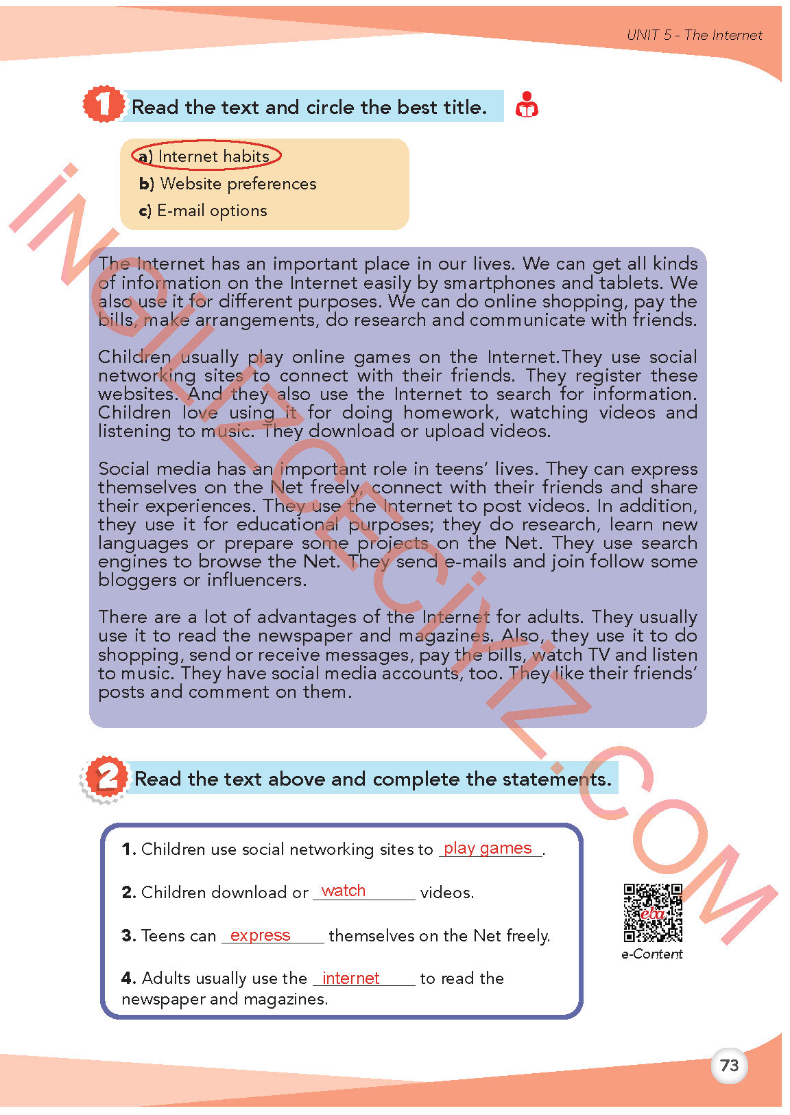 8. Sınıf Meb Yayınları İngilizce Ders Kitabı Sayfa 74 Cevapları